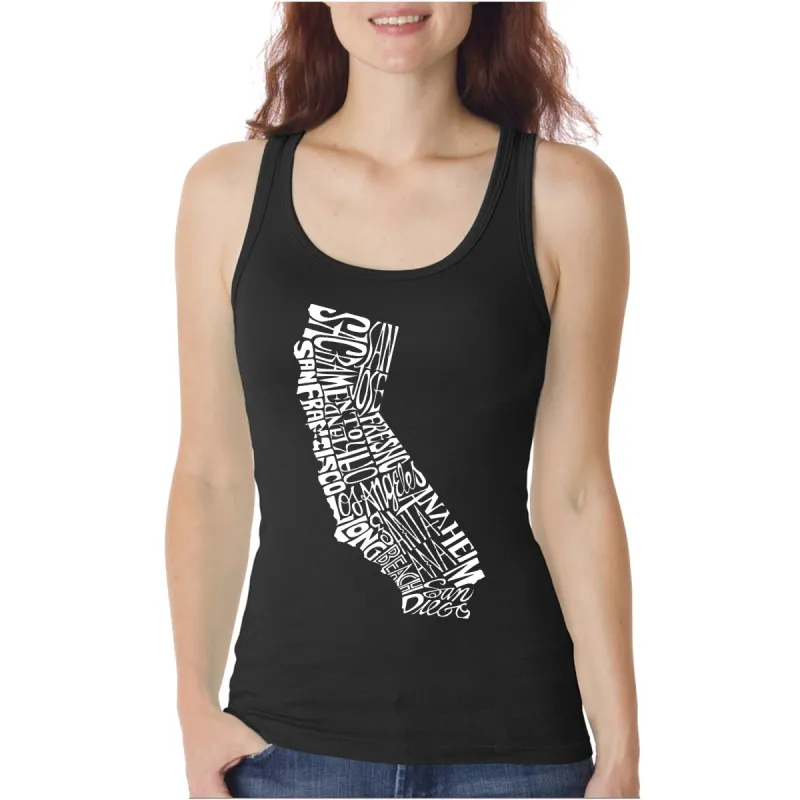 California State  - Women's Word Art Tank Top sold by LA Pop Art