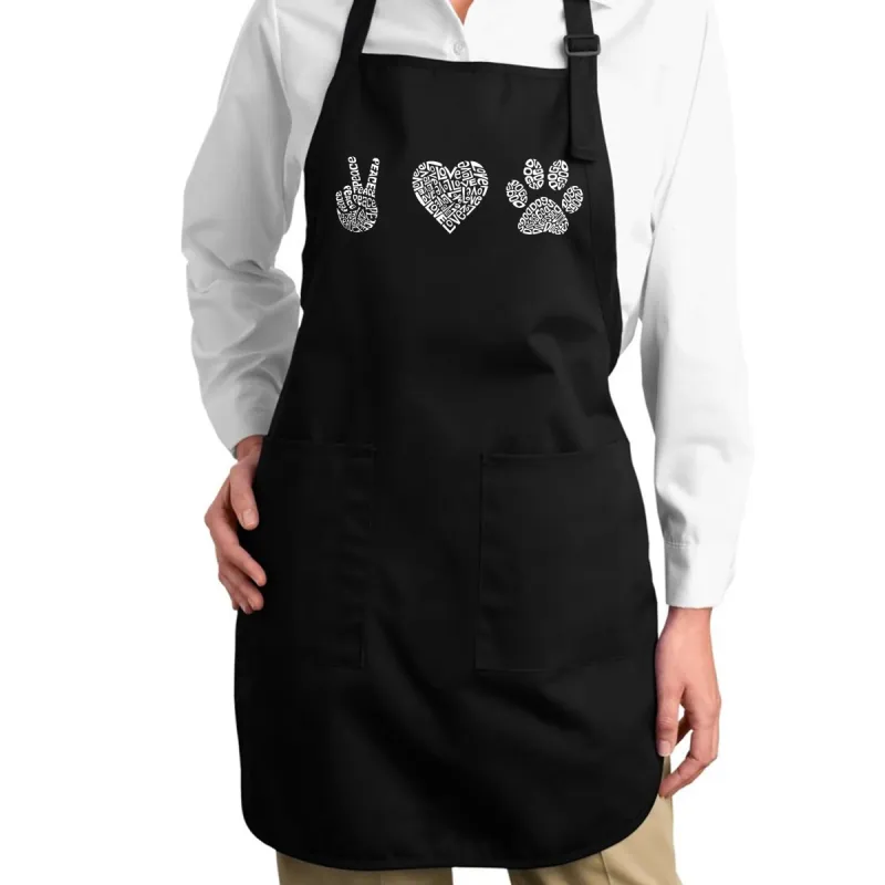 Peace Love Dogs - Full Length Word Art Apron sold by LA Pop Art