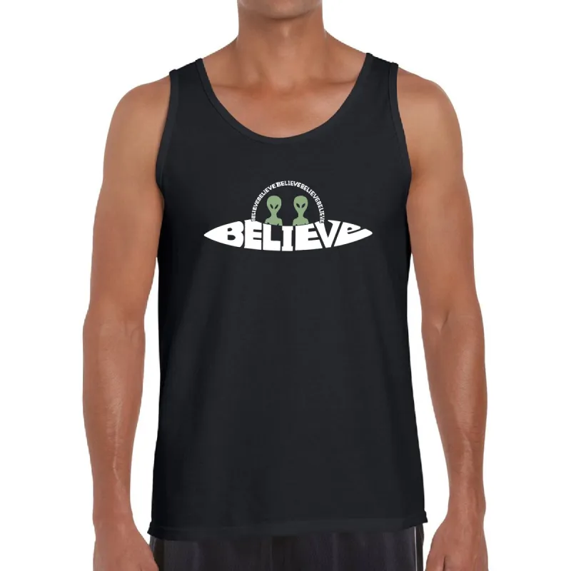 Believe UFO - Men's Word Art Tank Top sold by LA Pop Art