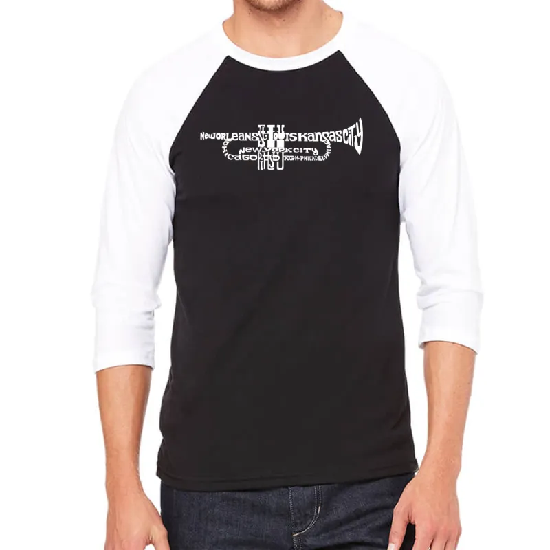 Trumpet - Men's Raglan Baseball Word Art T-Shirt sold by LA Pop Art