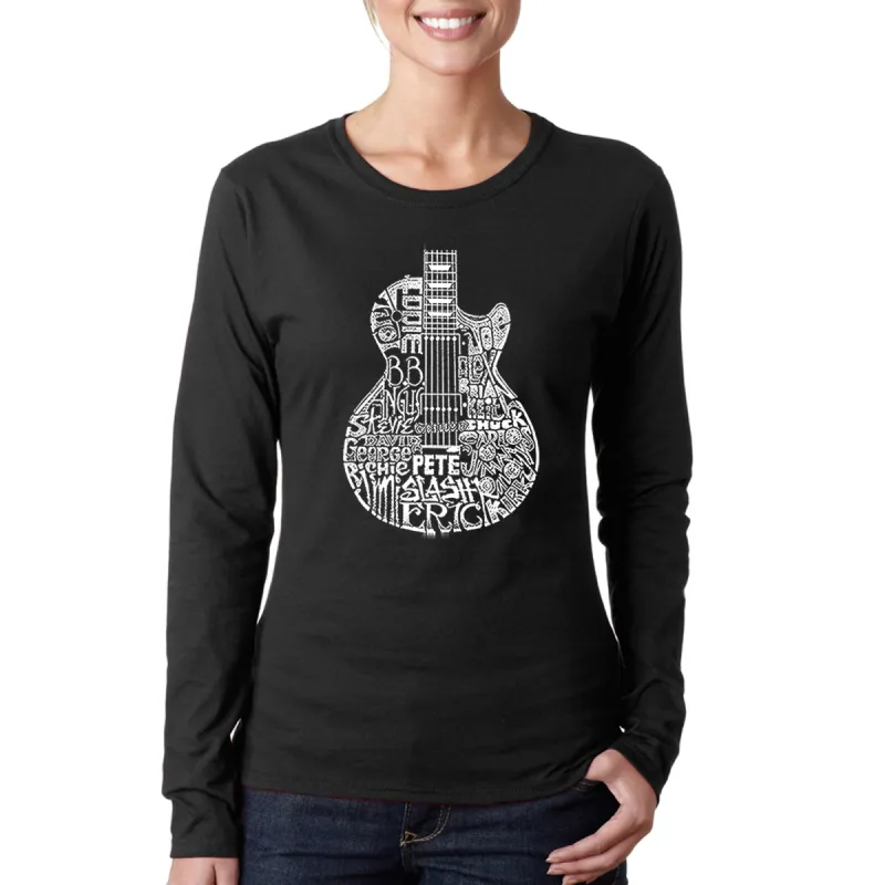 Rock Guitar - Women's Word Art Long Sleeve T-Shirt sold by LA Pop Art