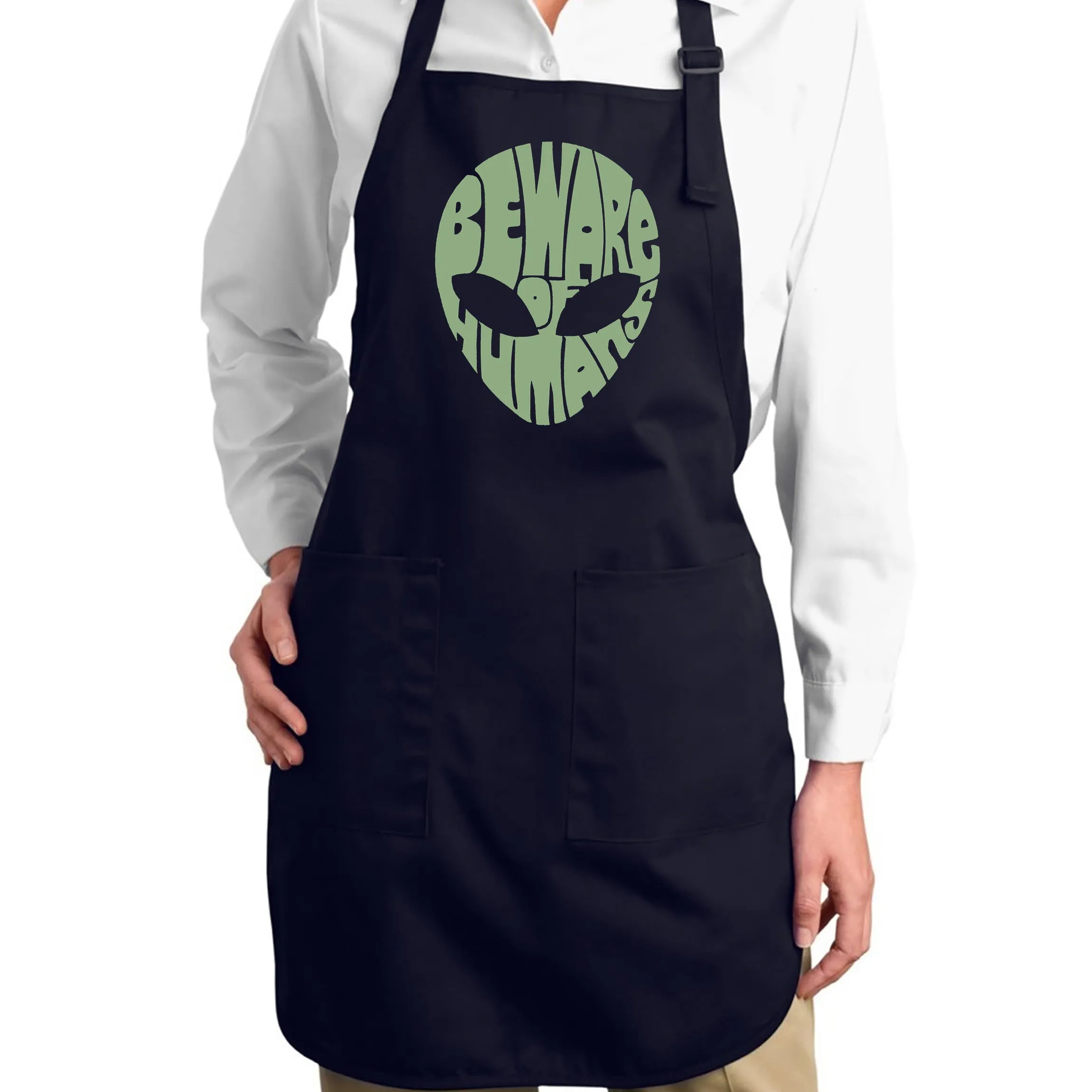 Beware of Humans - Full Length Word Art Apron sold by LA Pop Art product image thumbnail 4