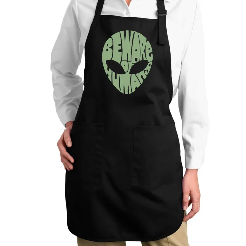 Beware of Humans  - Full Length Word Art Apron sold by LA Pop Art