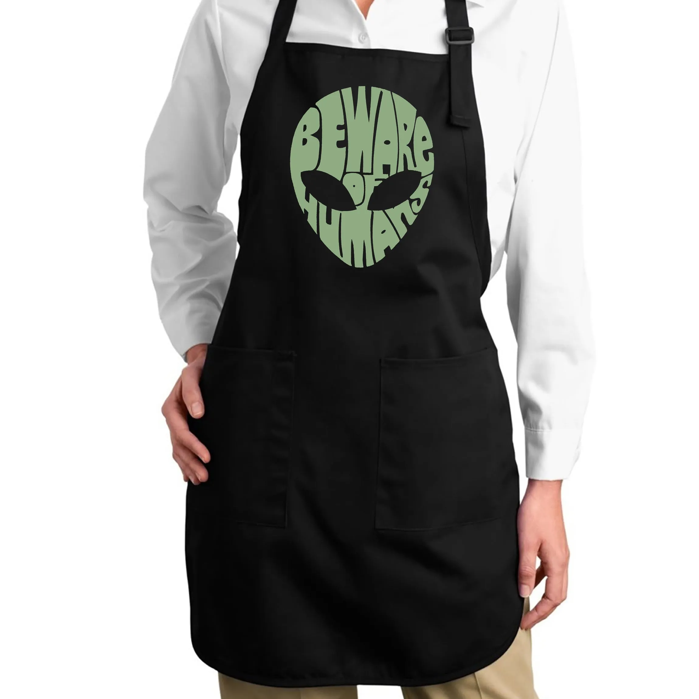 Beware of Humans - Full Length Word Art Apron sold by LA Pop Art