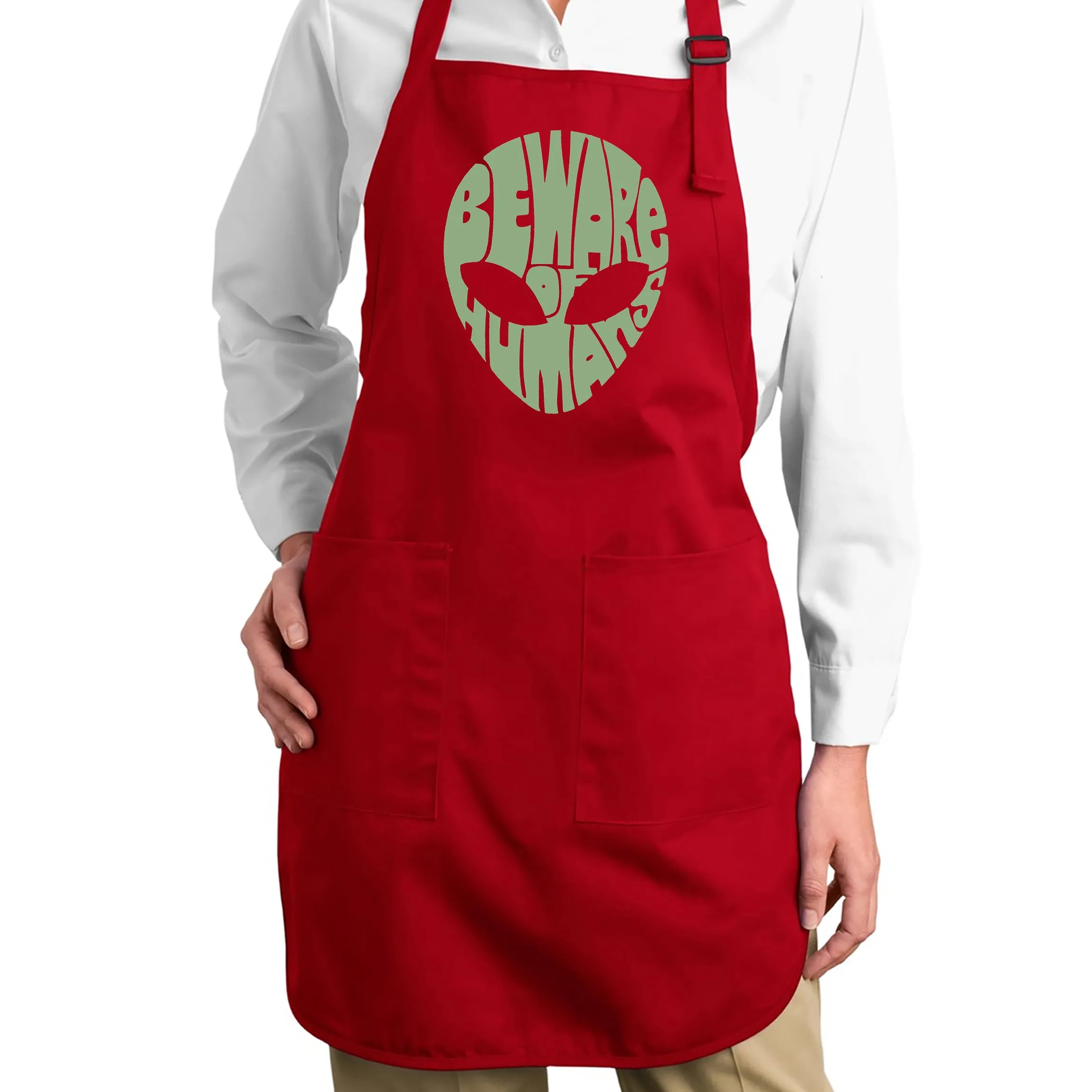 Beware of Humans - Full Length Word Art Apron sold by LA Pop Art product image thumbnail 3