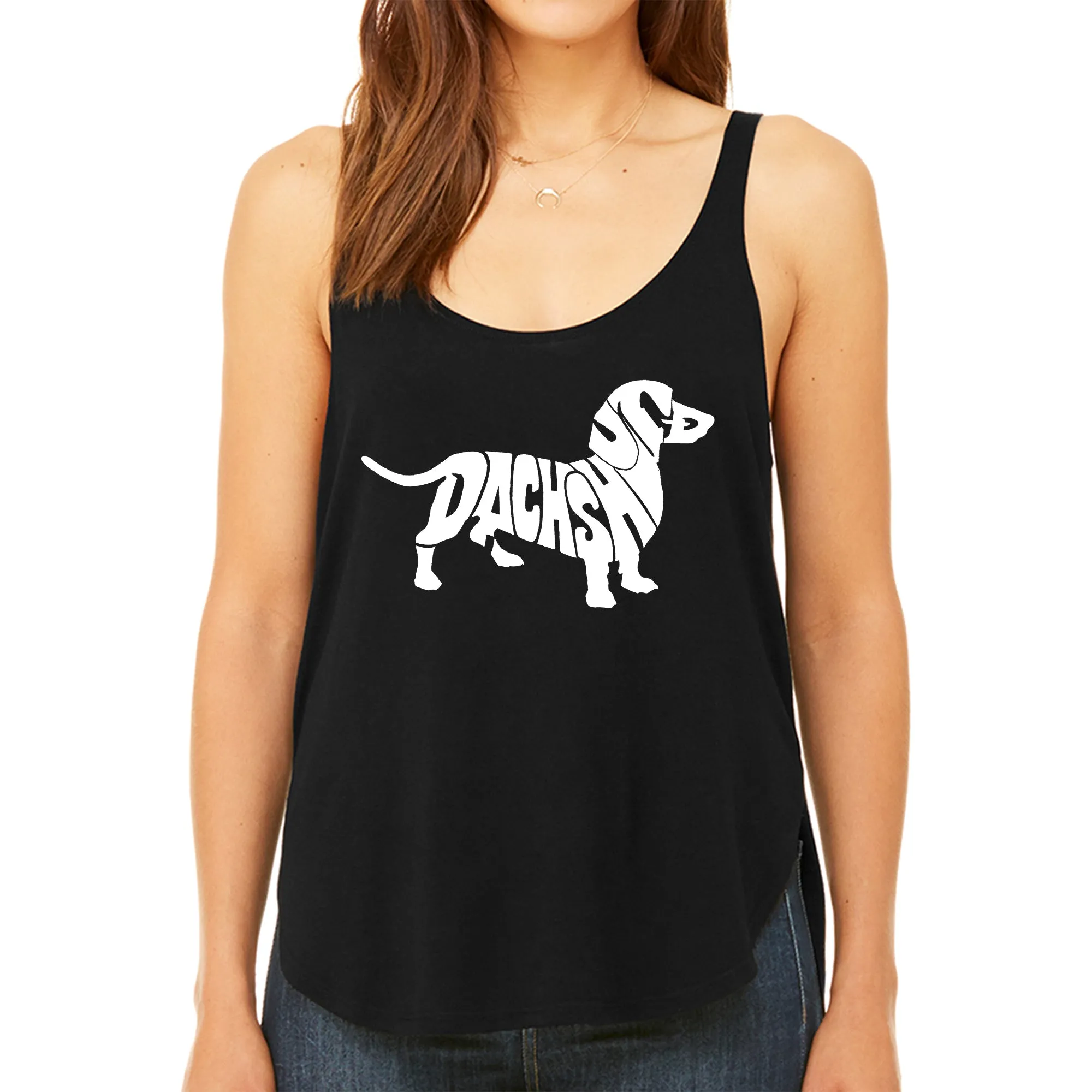 Dachshund - Women's Premium Word Art Flowy Tank Top sold by LA Pop Art