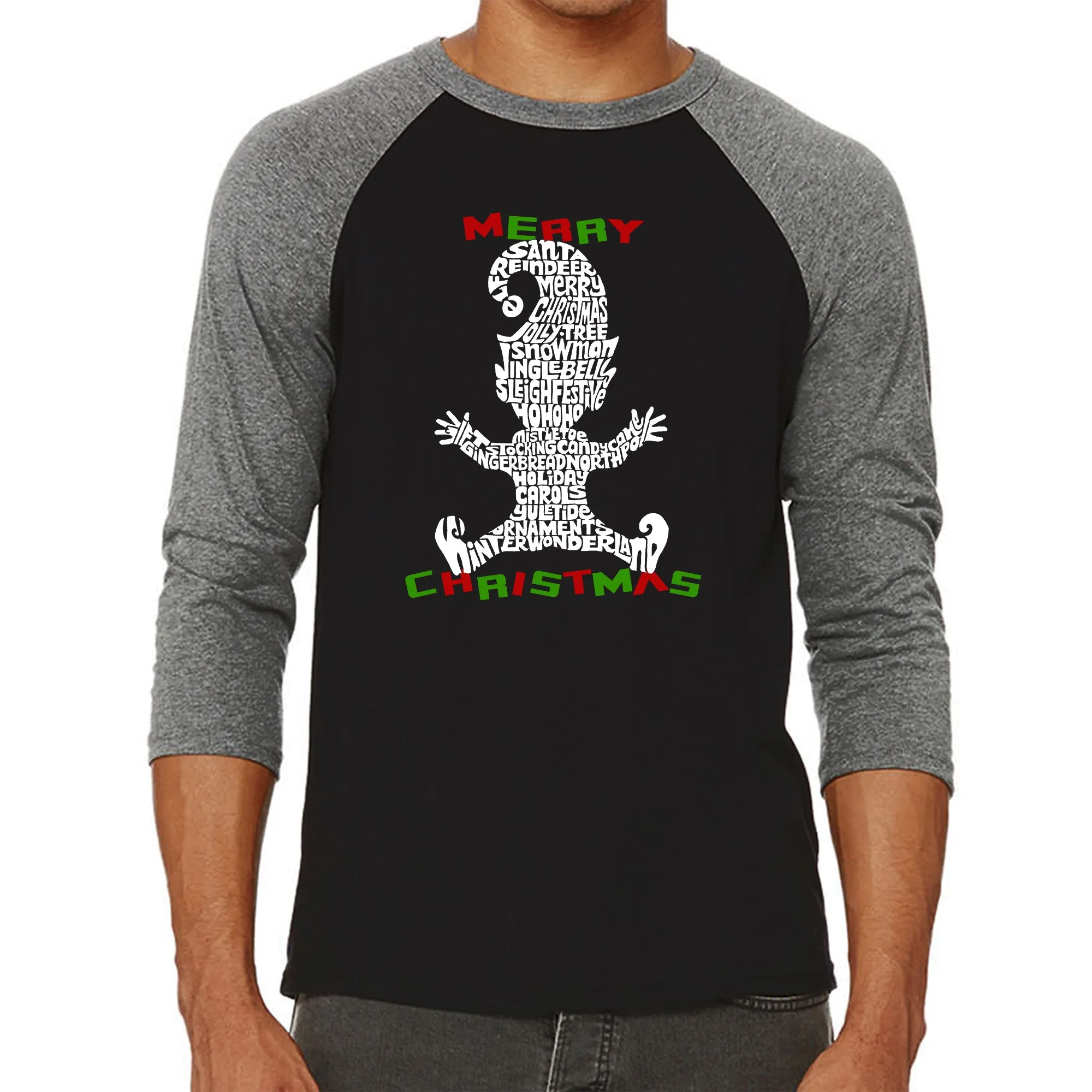 Christmas Elf - Men's Raglan Baseball Word Art T-Shirt sold by LA Pop Art product image thumbnail 4