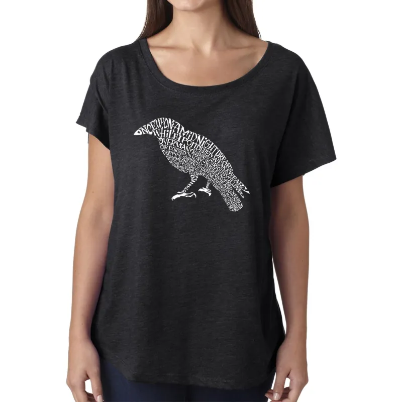 LA Pop Art Women's Dolman Word Art Shirt - Edgar Allan Poe's The Raven sold by LA Pop Art
