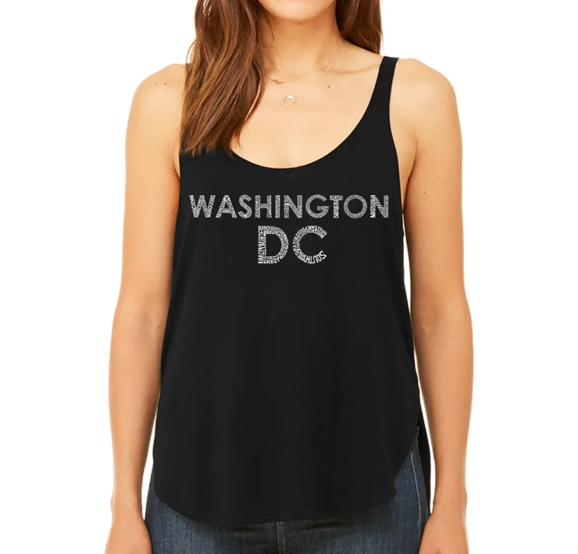 WASHINGTON DC NEIGHBORHOODS - Women's Word Art Flowy Tank sold by LA Pop Art