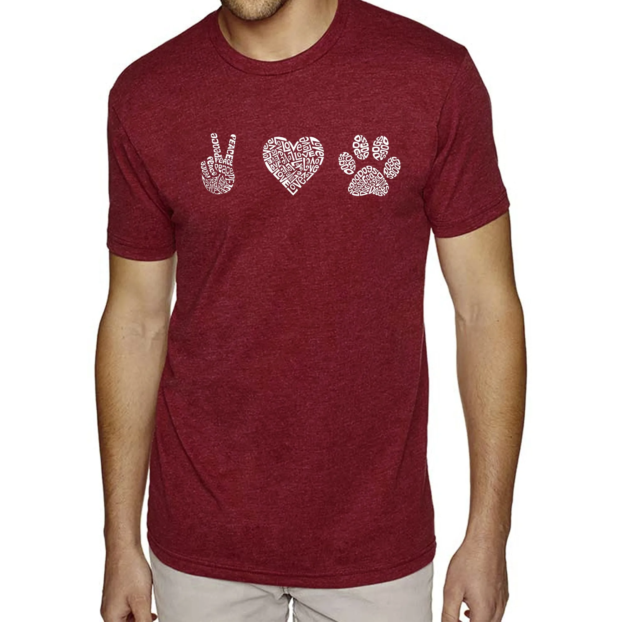 Peace Love Dogs - Men's Premium Blend Word Art T-Shirt sold by LA Pop Art product image thumbnail 5