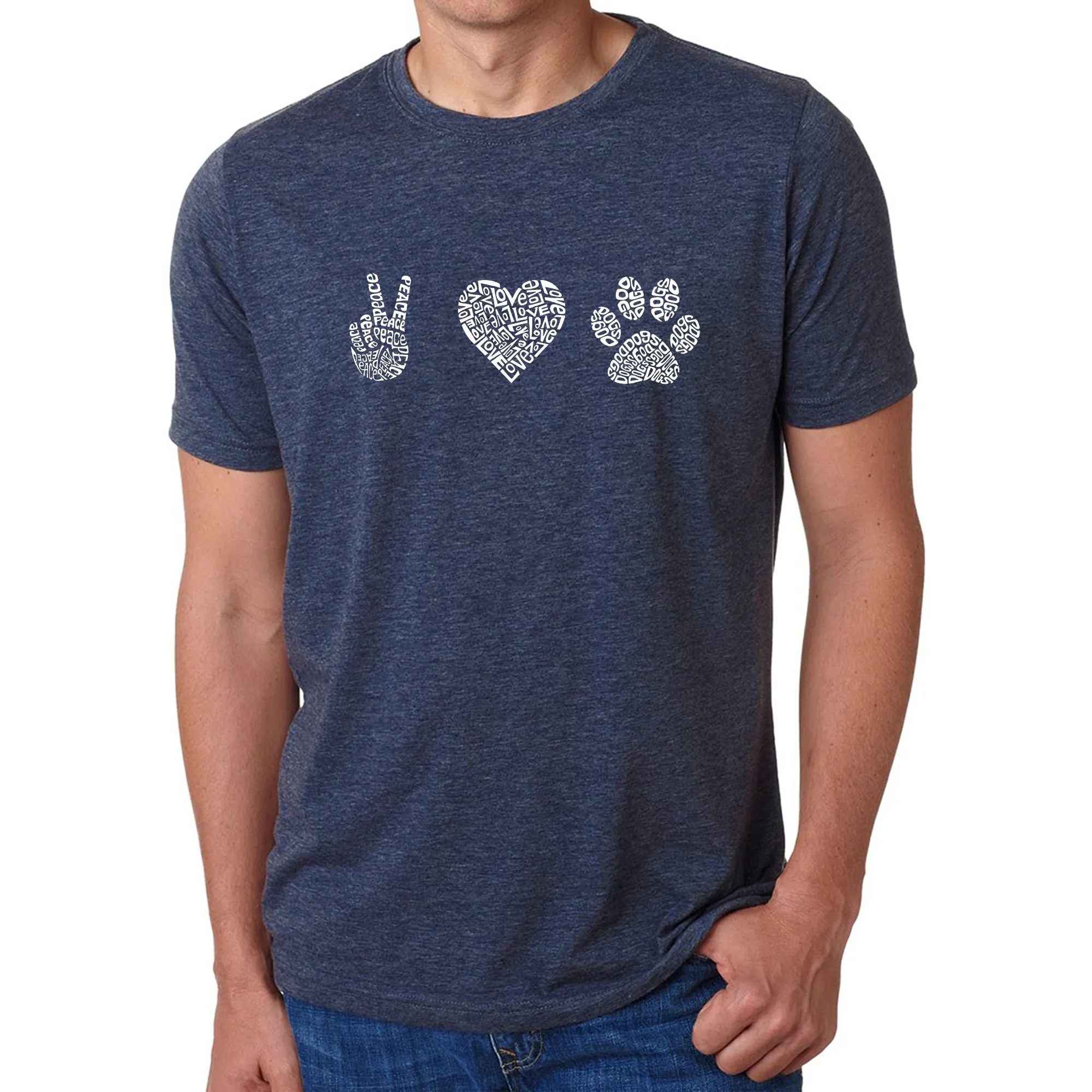 Peace Love Dogs - Men's Premium Blend Word Art T-Shirt sold by LA Pop Art product image thumbnail 3