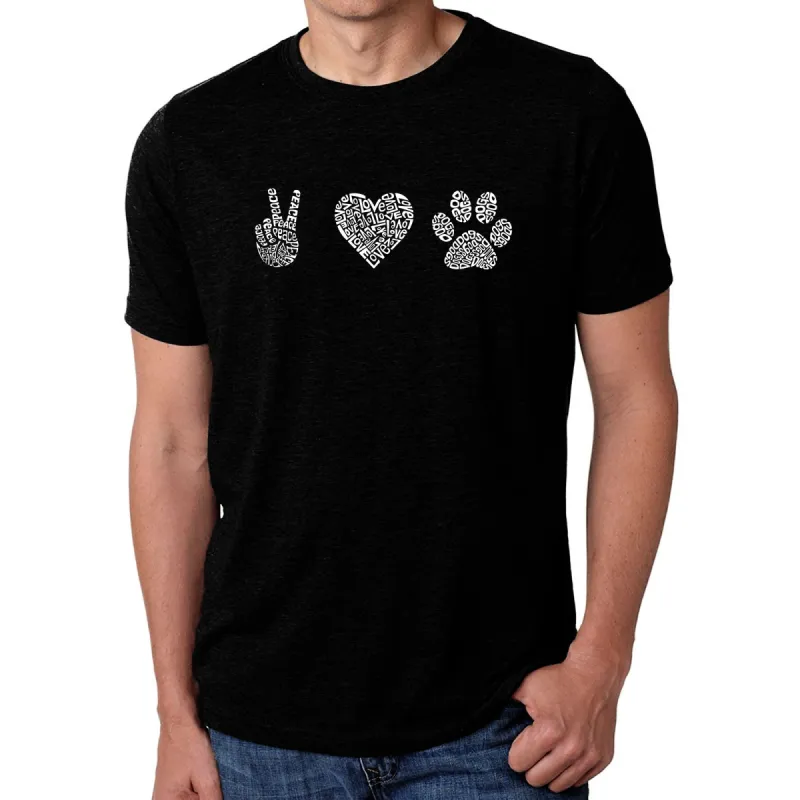 Peace Love Dogs - Men's Premium Blend Word Art T-Shirt sold by LA Pop Art