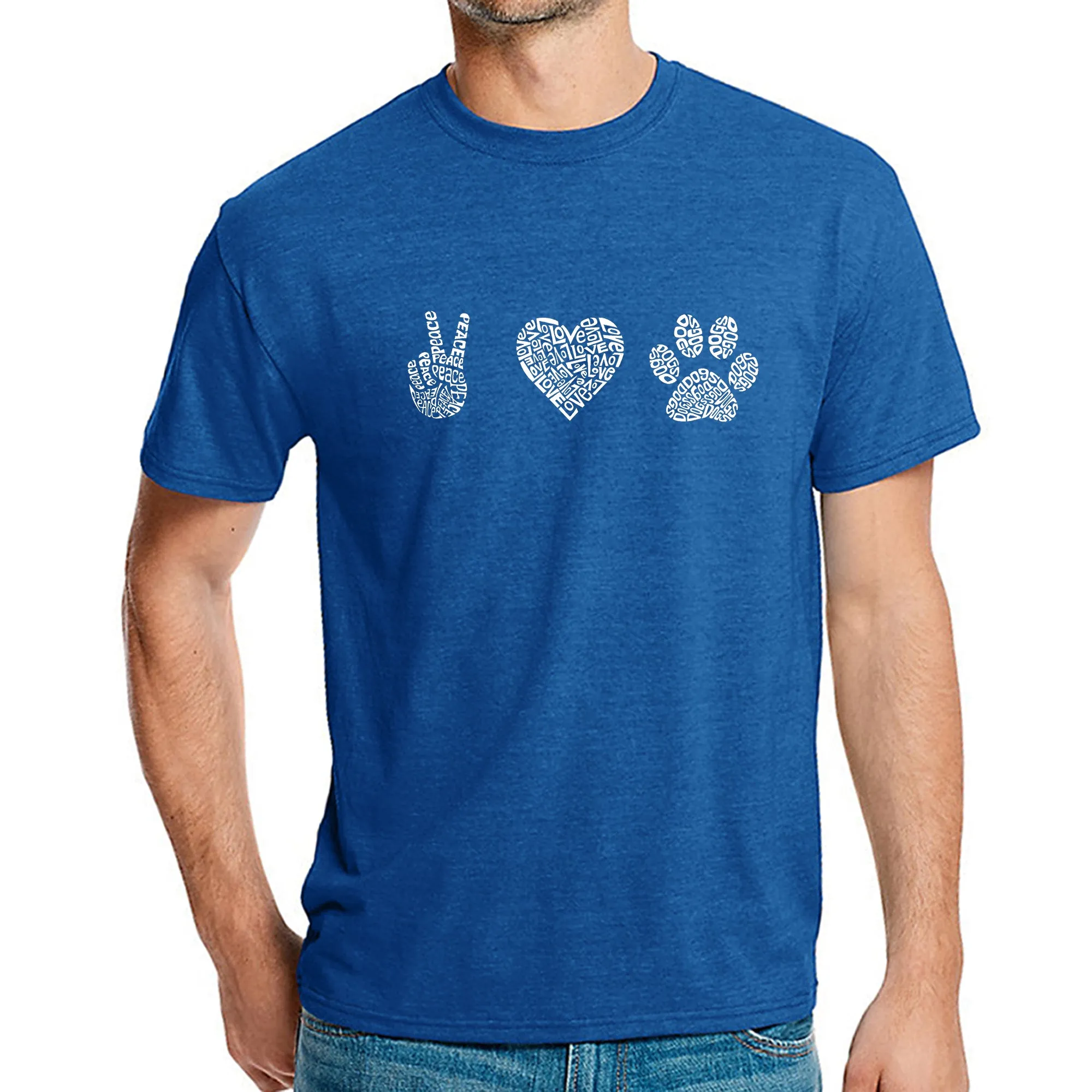 Peace Love Dogs - Men's Premium Blend Word Art T-Shirt sold by LA Pop Art product image thumbnail 4