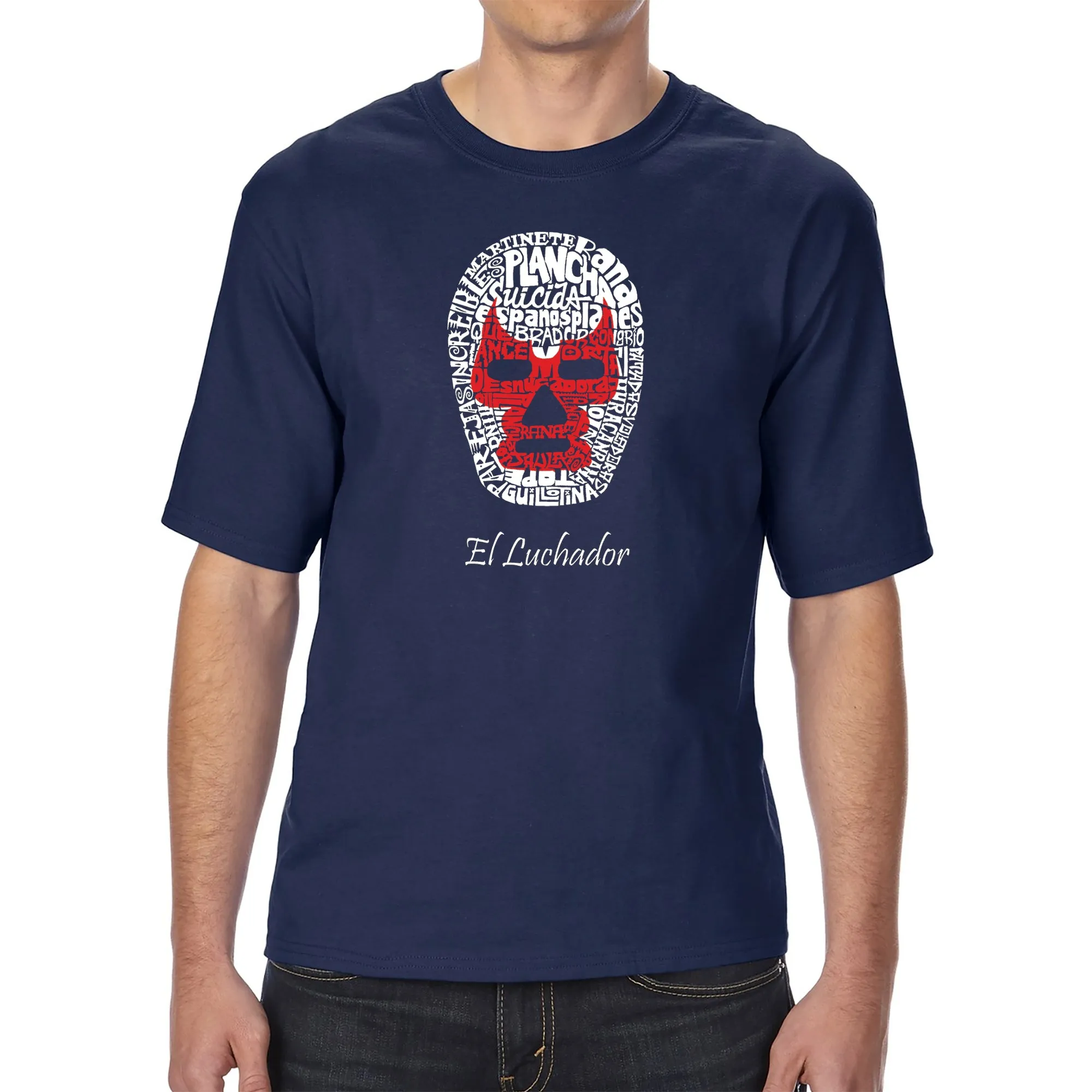 MEXICAN WRESTLING MASK - Men's Tall Word Art T-Shirt sold by LA Pop Art product image thumbnail 3