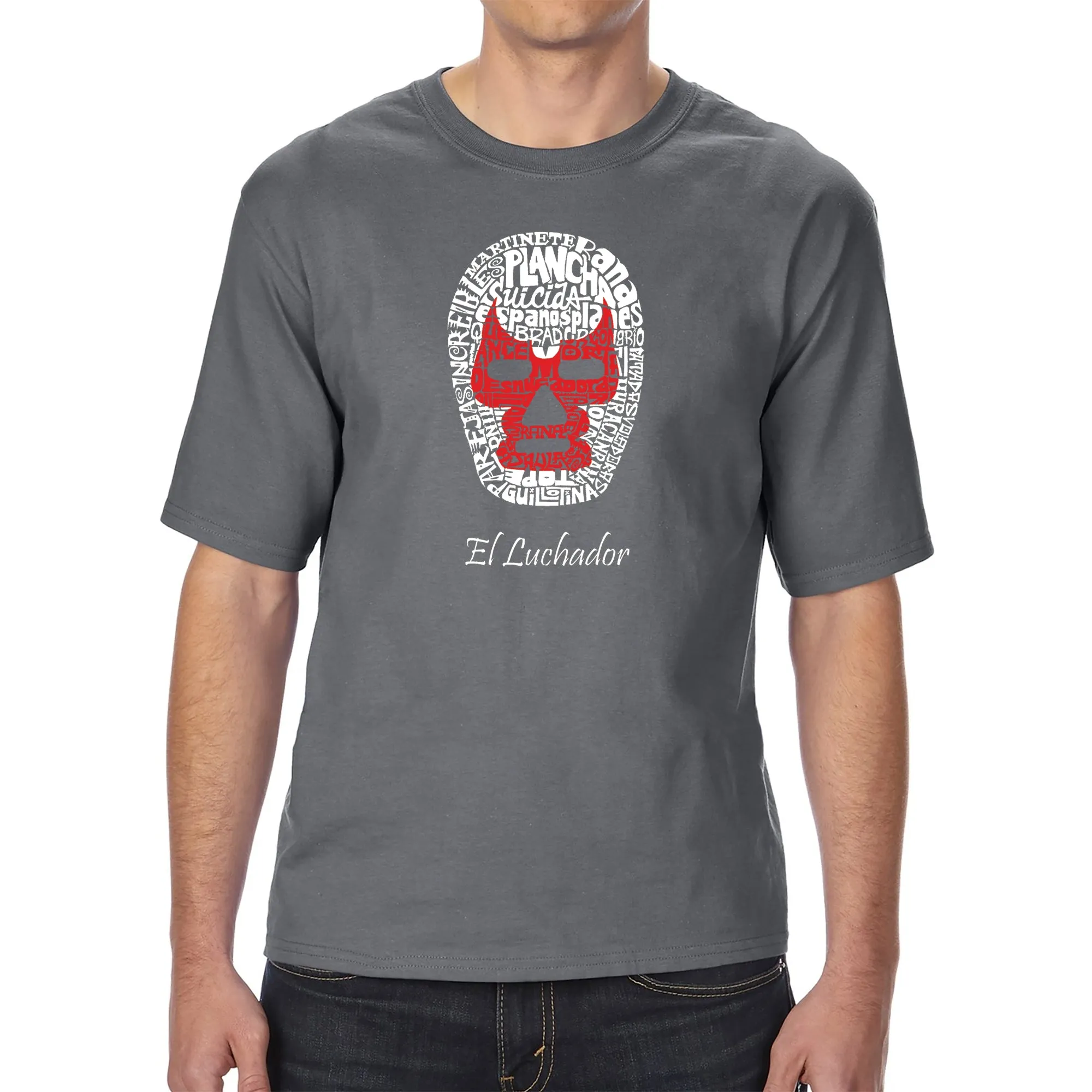 MEXICAN WRESTLING MASK - Men's Tall Word Art T-Shirt sold by LA Pop Art product image thumbnail 4
