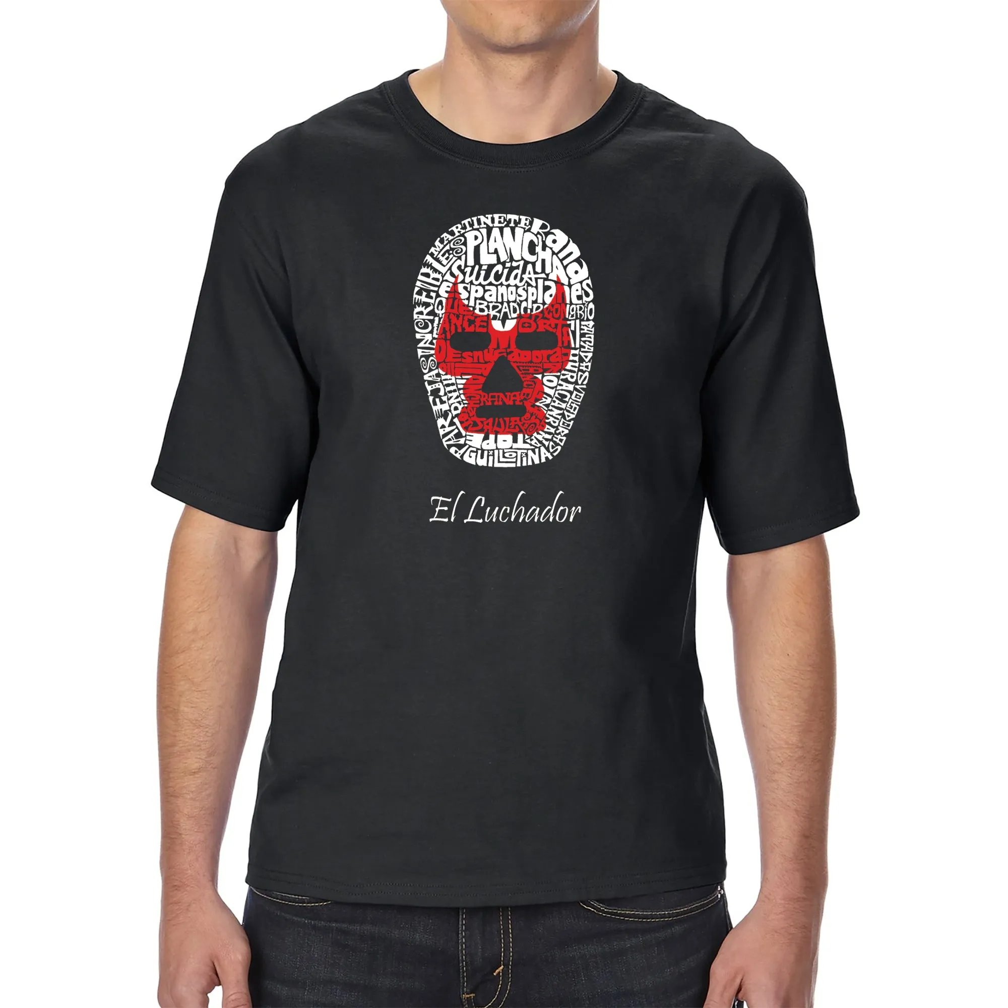 MEXICAN WRESTLING MASK - Men's Tall Word Art T-Shirt sold by LA Pop Art