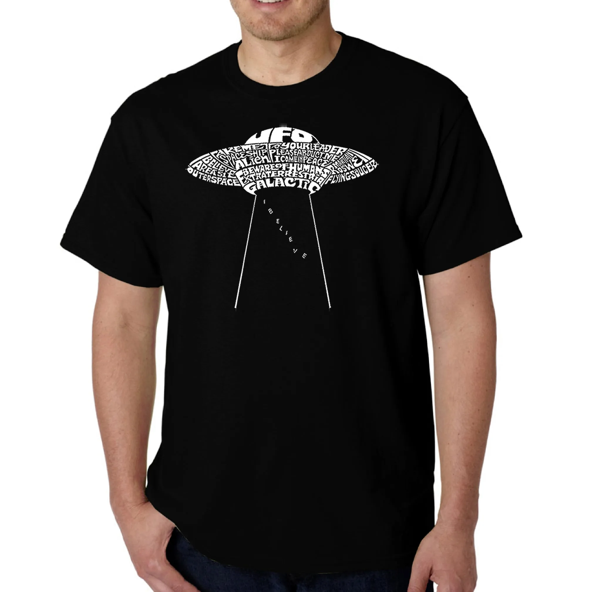 Flying Saucer UFO - Men's Word Art T-Shirt sold by LA Pop Art