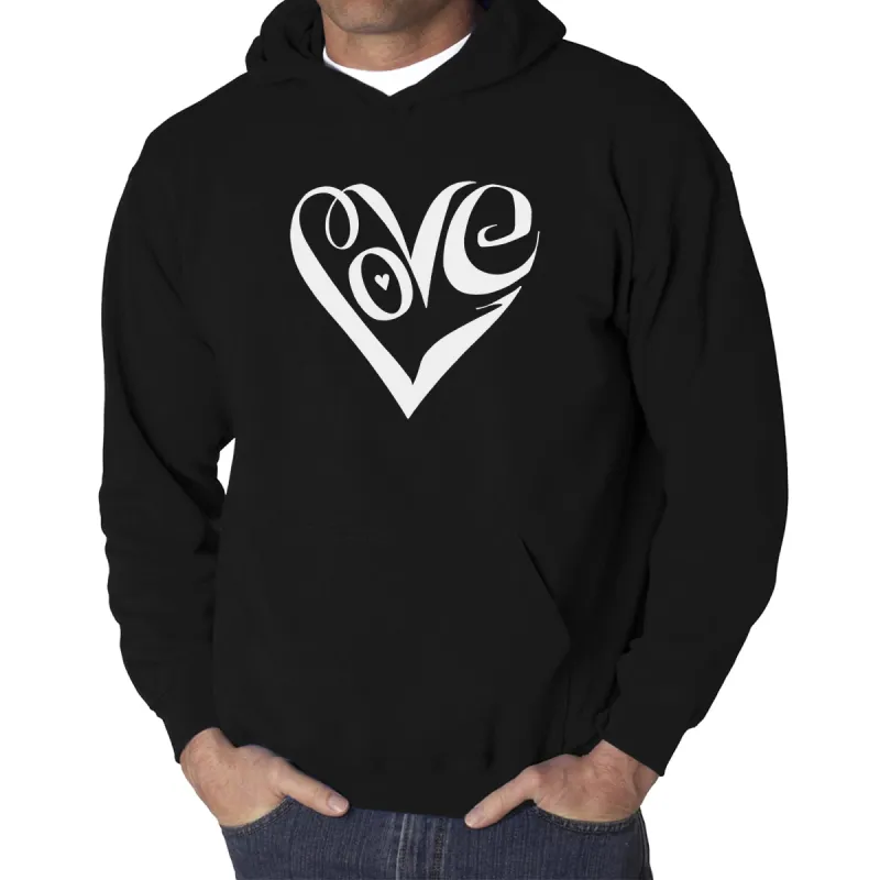Script Love Heart  - Men's Word Art Hooded Sweatshirt sold by LA Pop Art