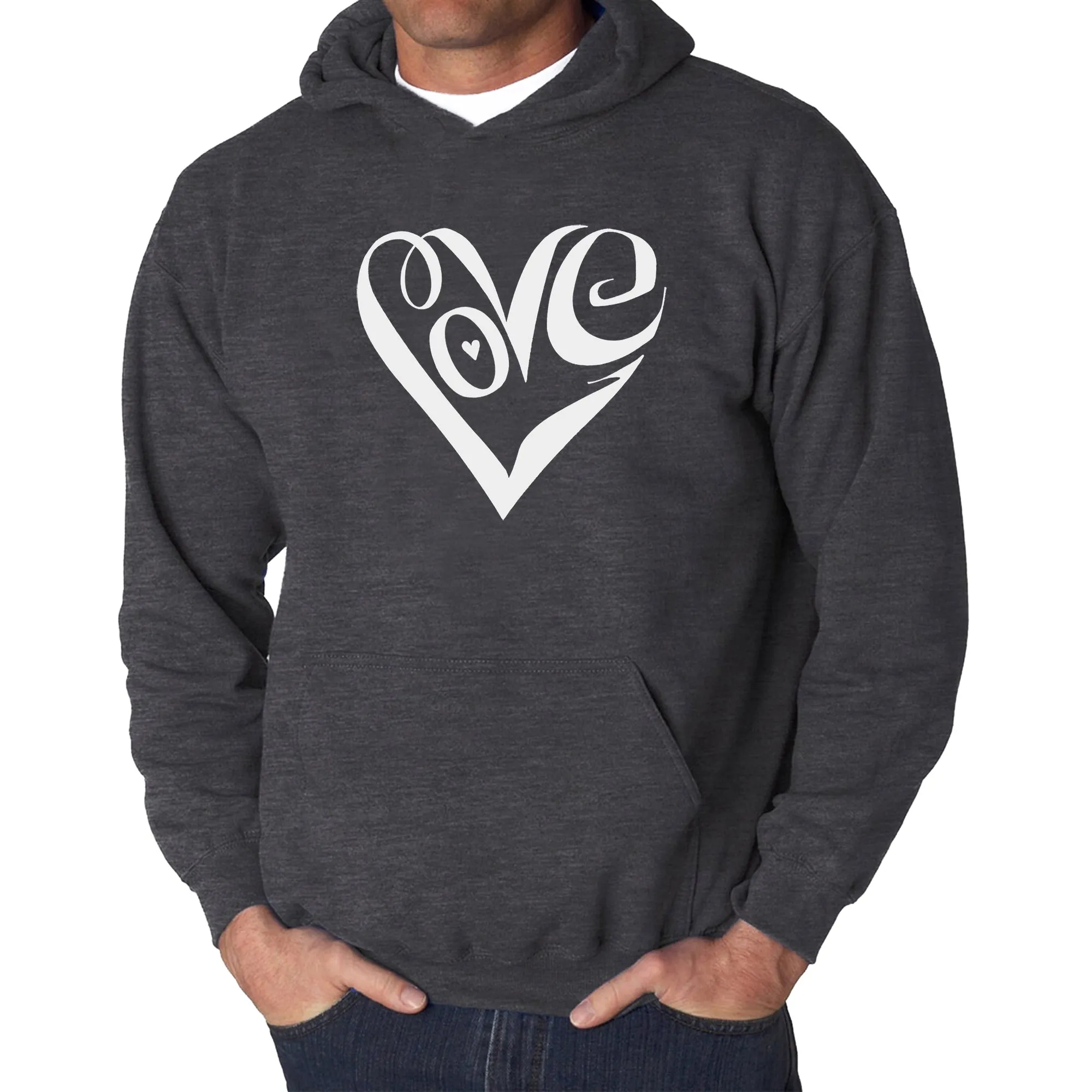 Script Love Heart - Men's Word Art Hooded Sweatshirt sold by LA Pop Art product image thumbnail 3