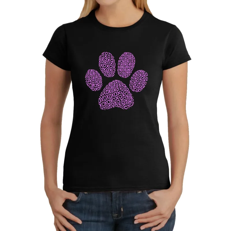 XOXO Dog Paw  - Women's Word Art T-Shirt sold by LA Pop Art