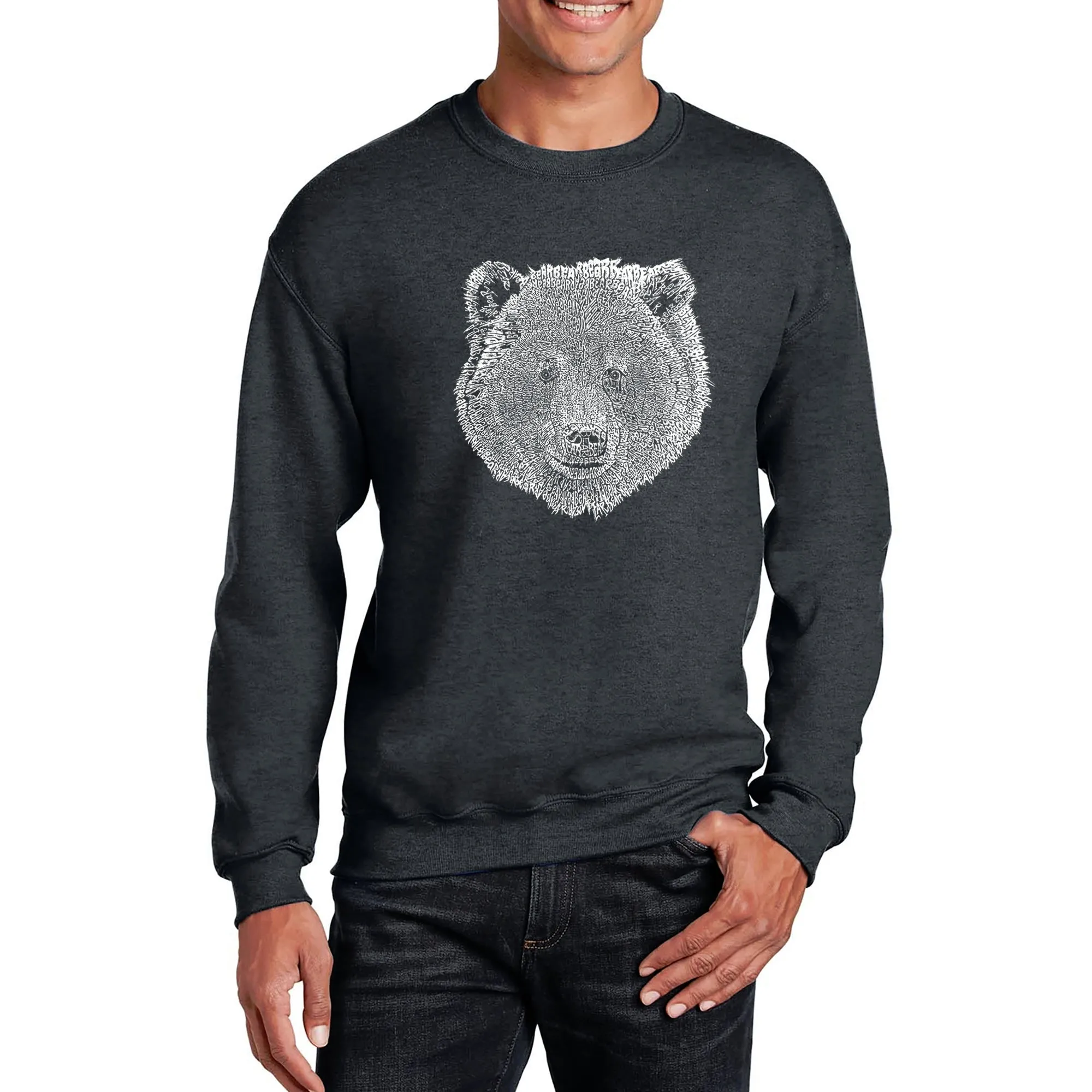 Bear Face - Men's Word Art Crewneck Sweatshirt sold by LA Pop Art product image thumbnail 3