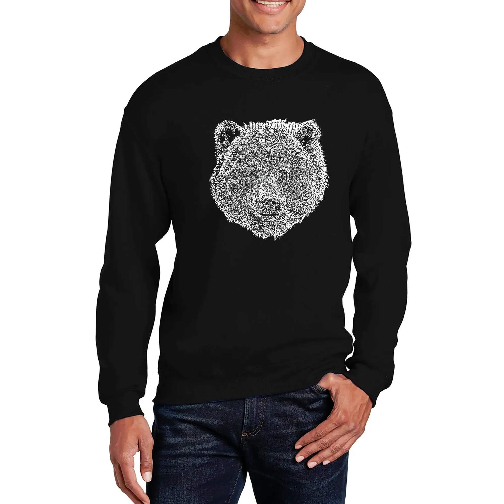 Bear Face - Men's Word Art Crewneck Sweatshirt sold by LA Pop Art