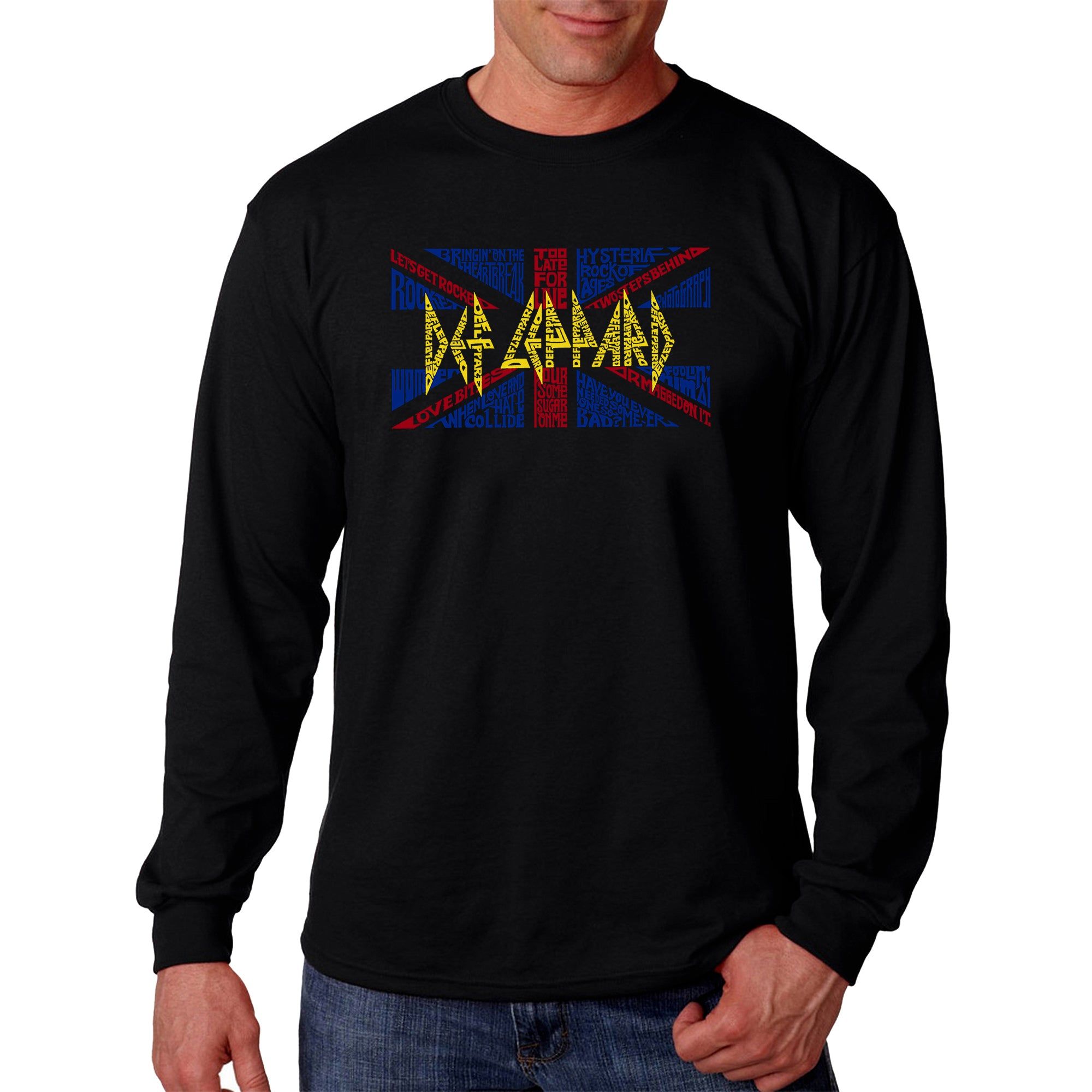 Def Leppard - Men's Word Art Long Sleeve T-Shirt sold by LA Pop Art