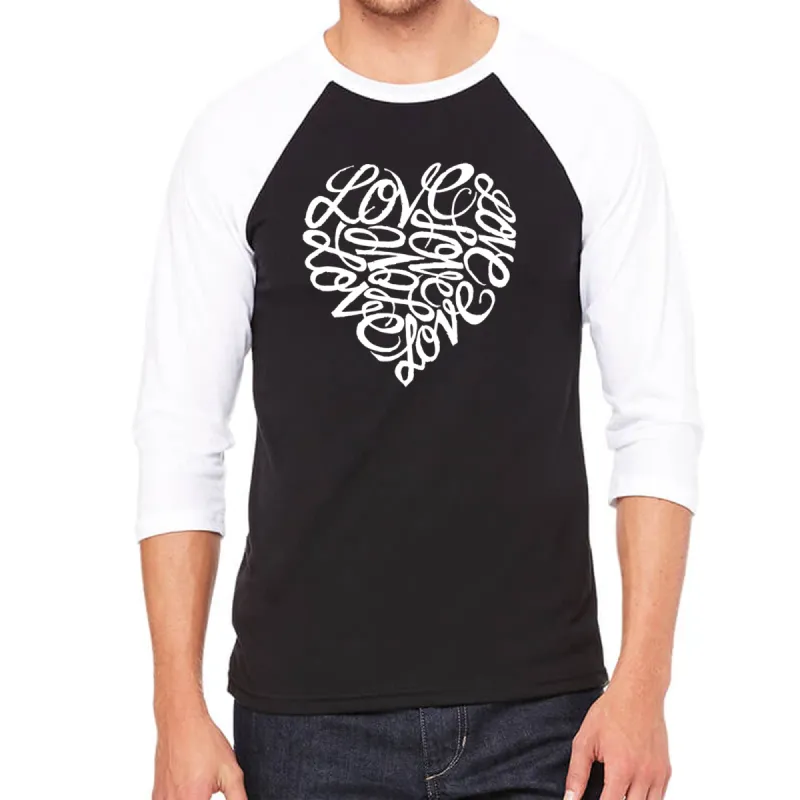 LOVE - Men's Raglan Baseball Word Art T-Shirt sold by LA Pop Art