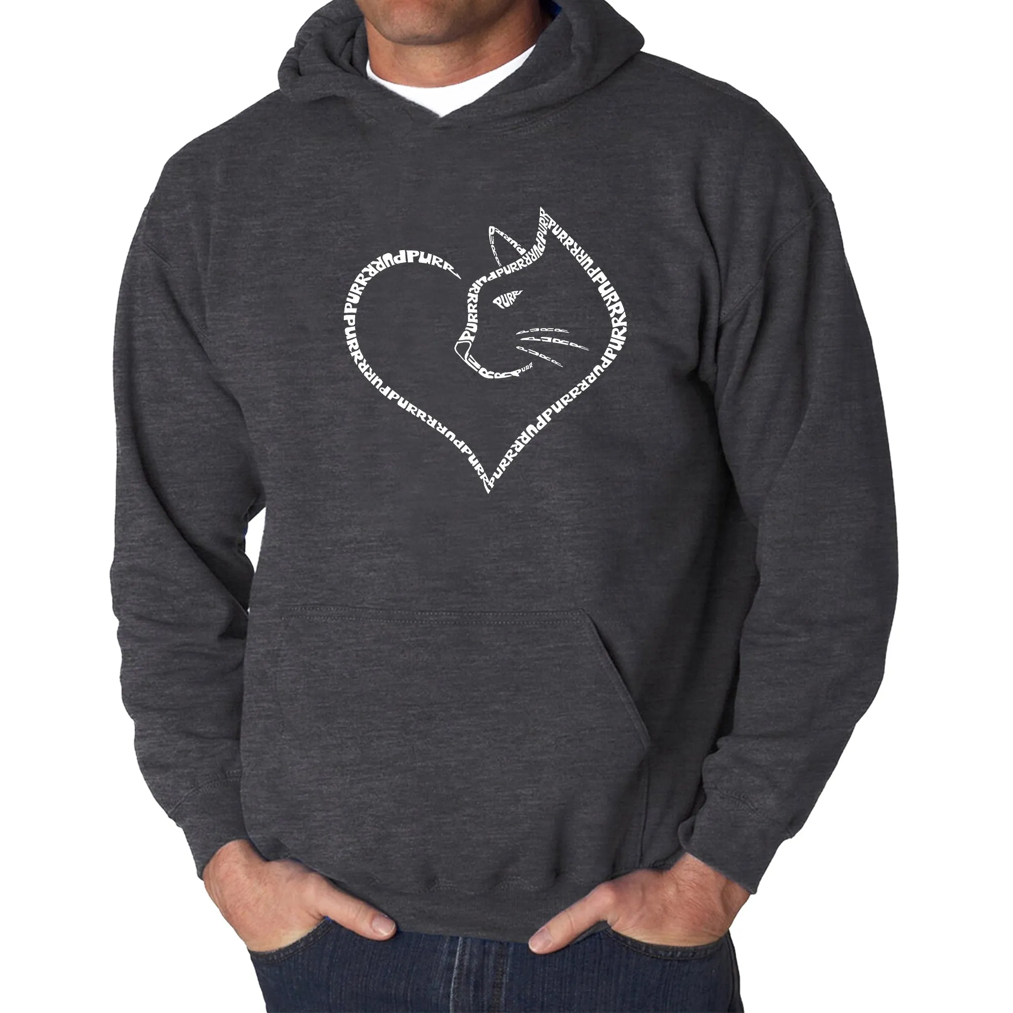 Cat Heart - Men's Word Art Hooded Sweatshirt sold by LA Pop Art product image thumbnail 3