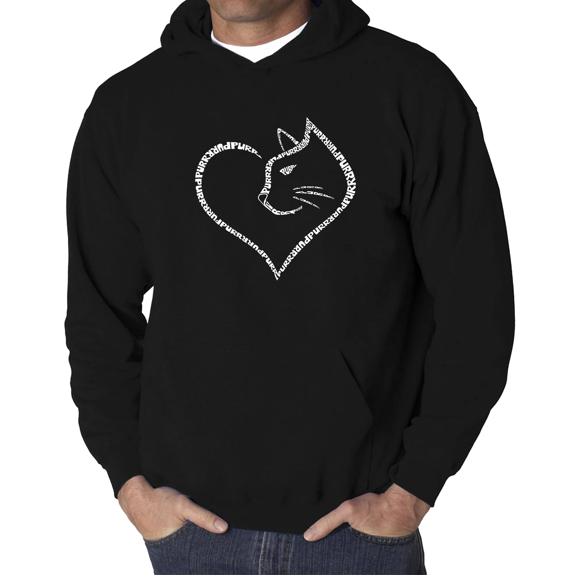Cat Heart - Men's Word Art Hooded Sweatshirt sold by LA Pop Art