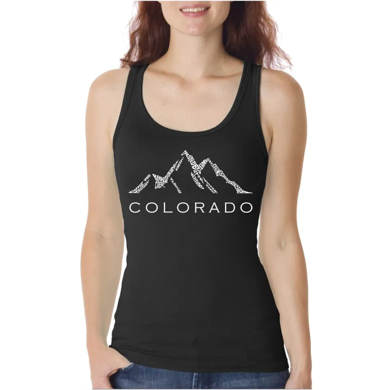 Colorado Ski Towns - Women's Word Art Tank Top sold by LA Pop Art