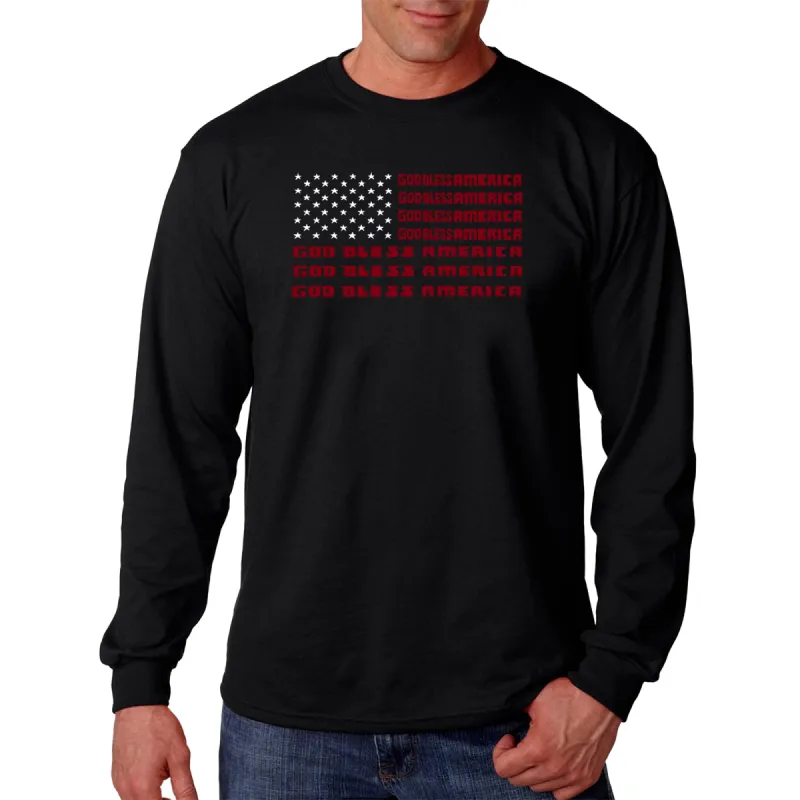 God Bless America - Men's Word Art Long Sleeve T-Shirt sold by LA Pop Art