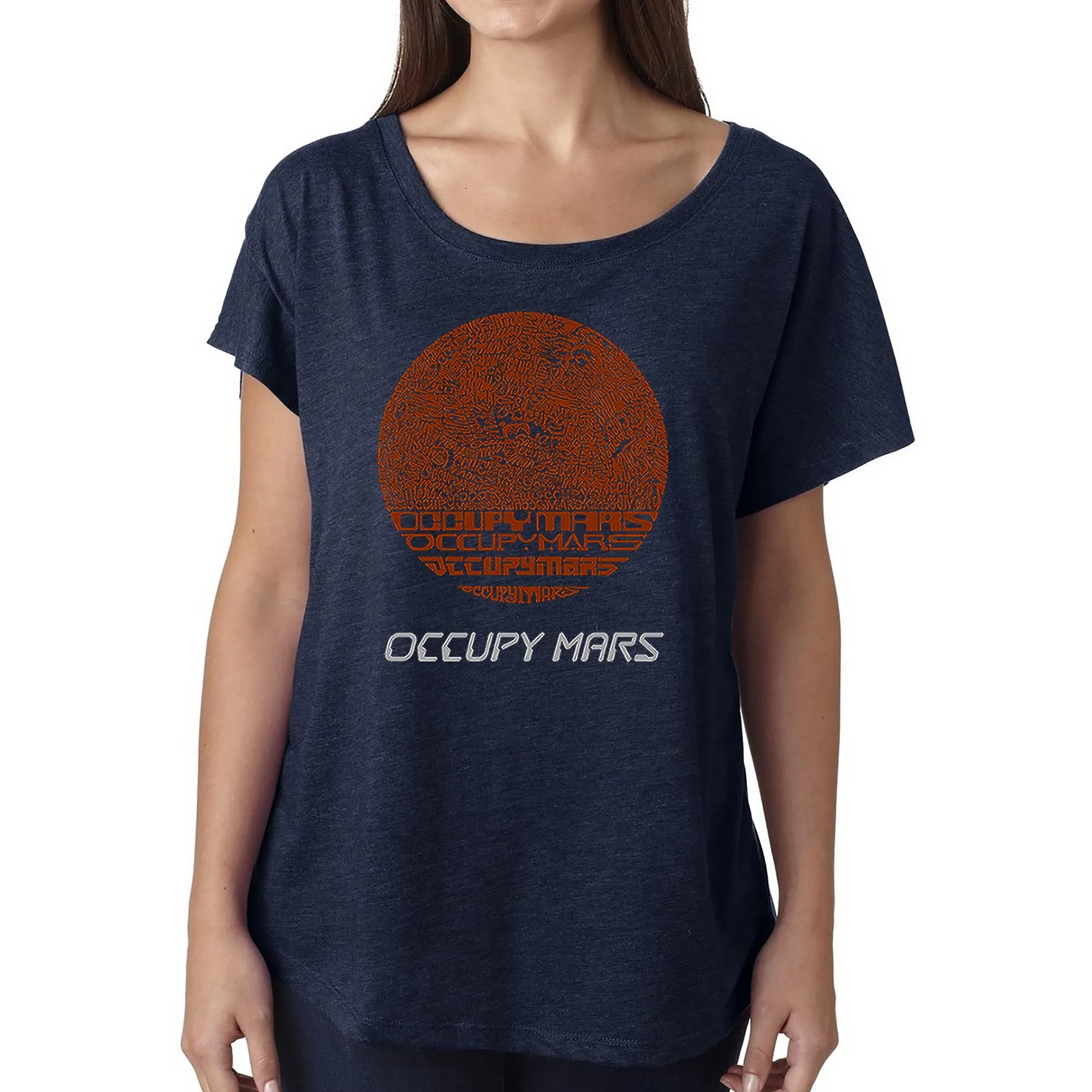 LA Pop Art Women's Dolman Cut Word Art Shirt - Occupy Mars sold by LA Pop Art product image thumbnail 3