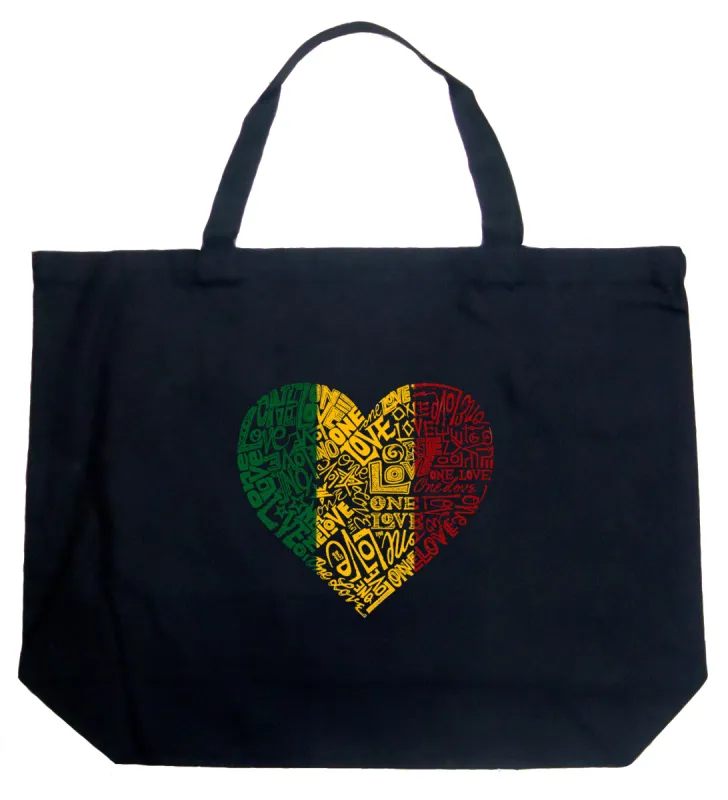 One Love Heart - Large Word Art Tote Bag sold by LA Pop Art