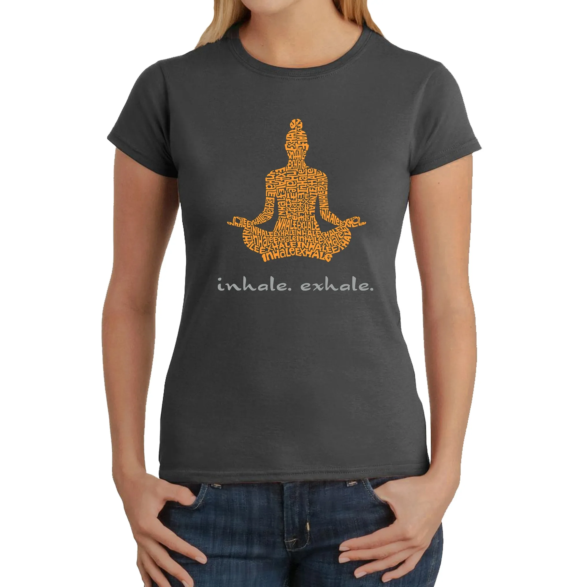 Inhale Exhale - Women's Word Art T-Shirt sold by LA Pop Art product image thumbnail 4