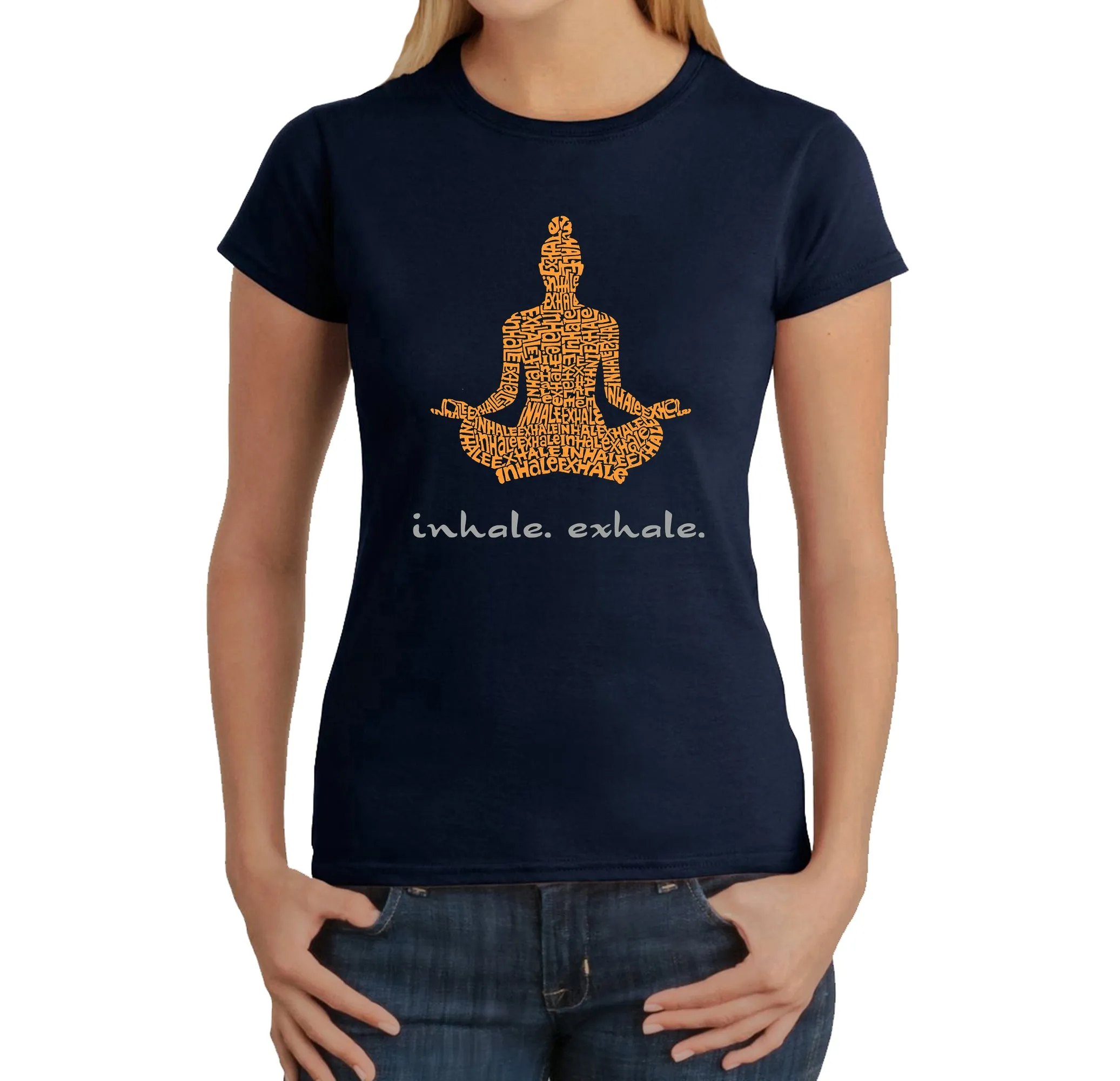 Inhale Exhale - Women's Word Art T-Shirt sold by LA Pop Art product image thumbnail 3