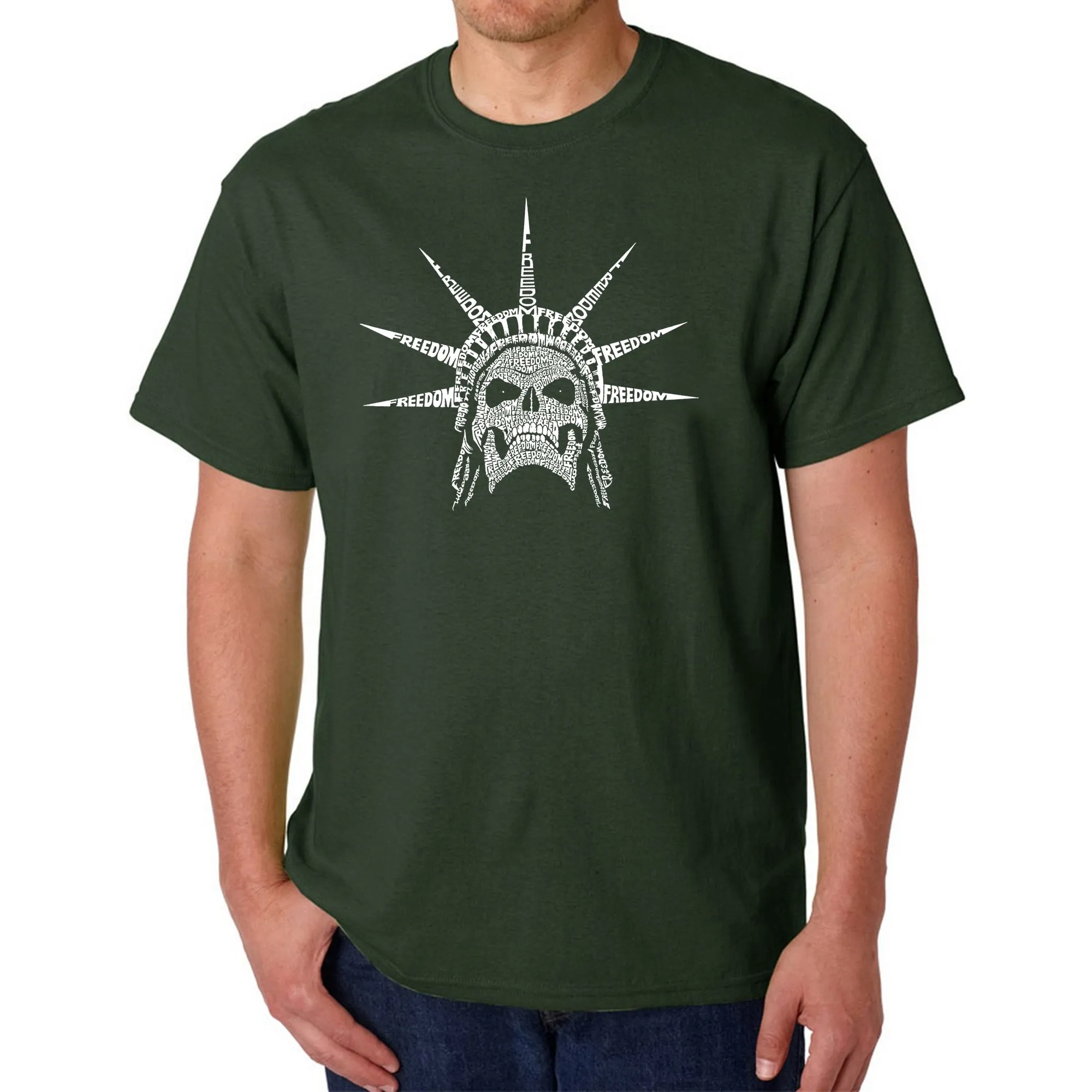 Freedom Skull - Men's Word Art T-Shirt sold by LA Pop Art product image thumbnail 4
