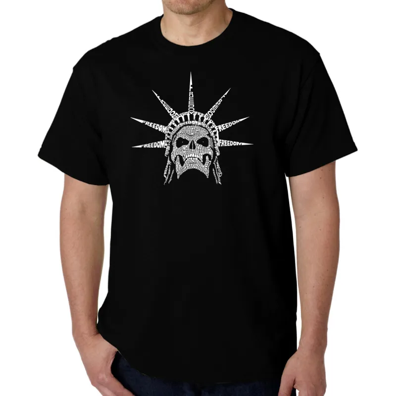 Freedom Skull  - Men's Word Art T-Shirt sold by LA Pop Art