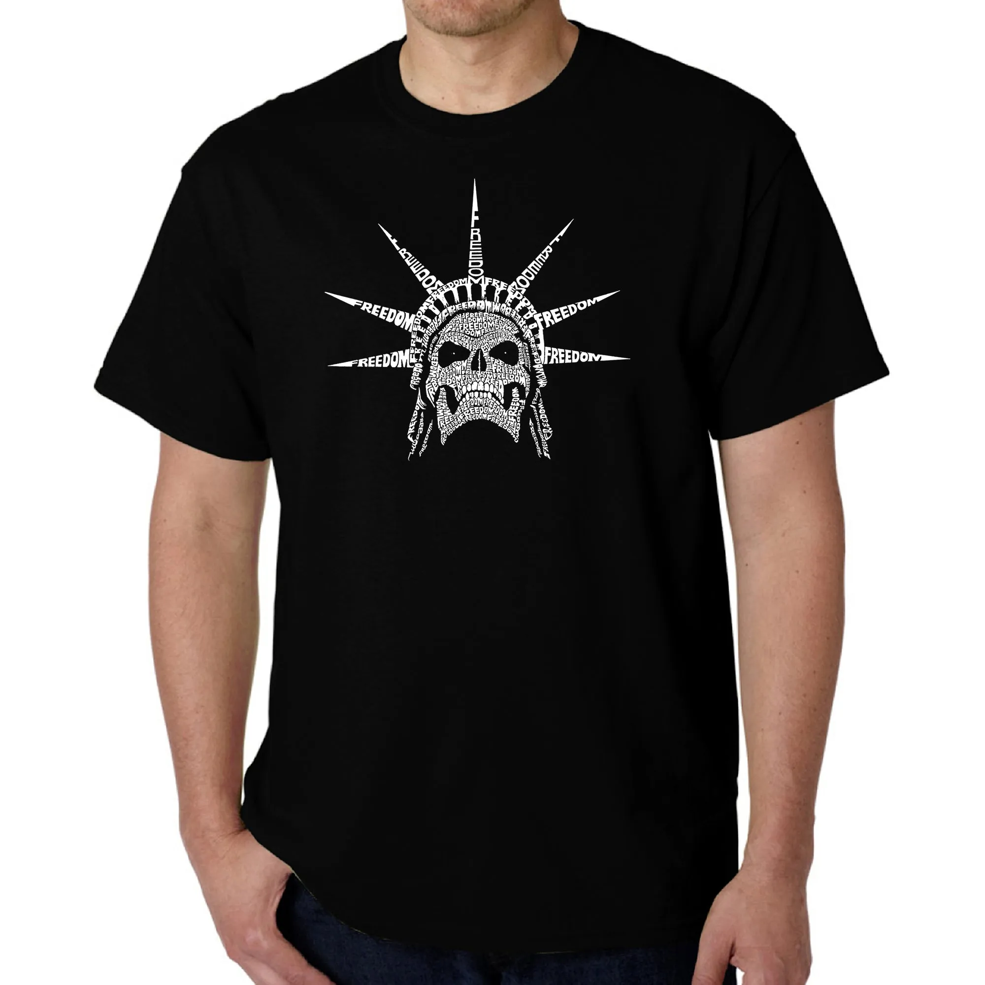 Freedom Skull - Men's Word Art T-Shirt sold by LA Pop Art
