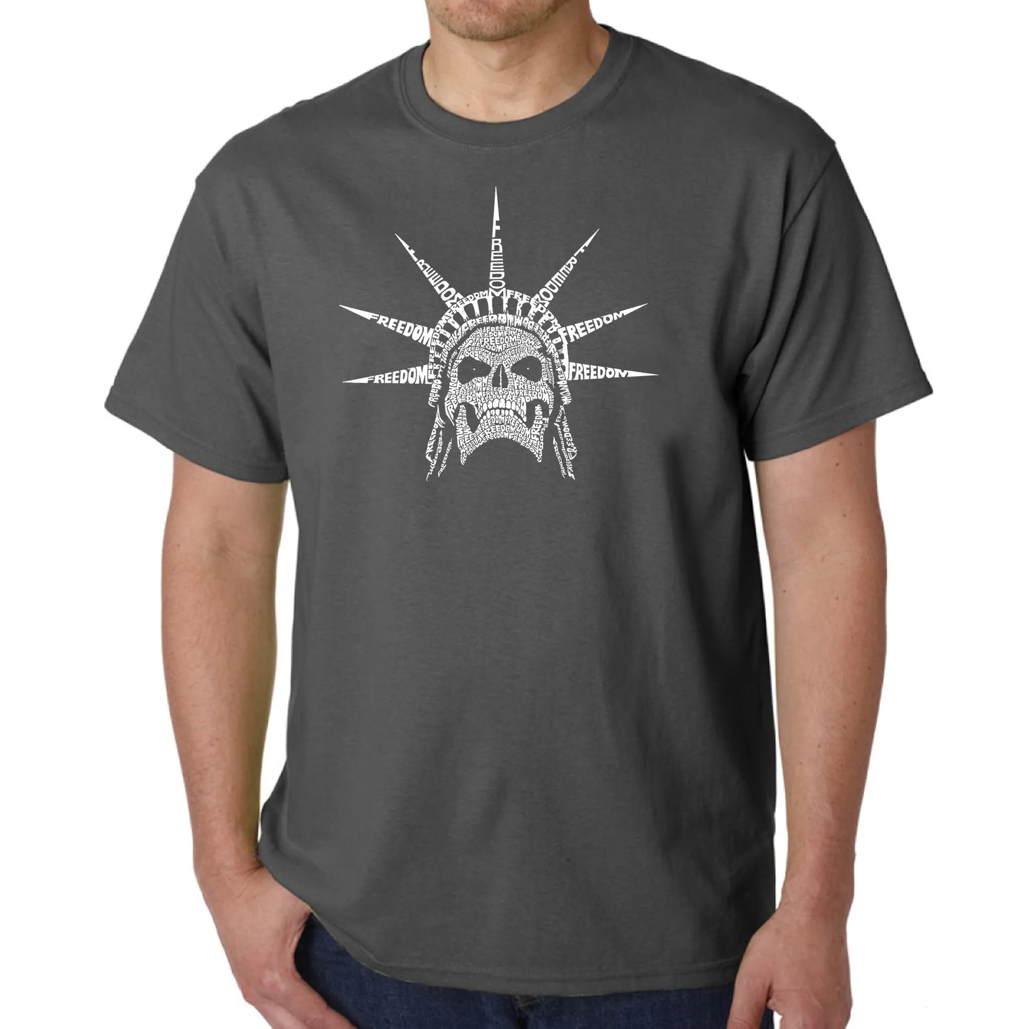 Freedom Skull - Men's Word Art T-Shirt sold by LA Pop Art product image thumbnail 5
