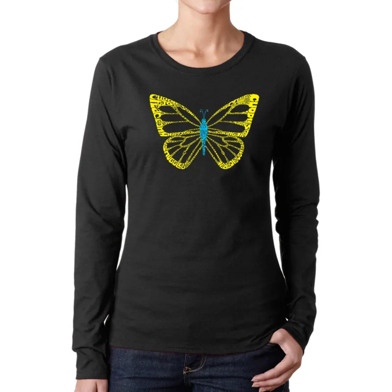 Butterfly - Women's Word Art Long Sleeve T-Shirt sold by LA Pop Art