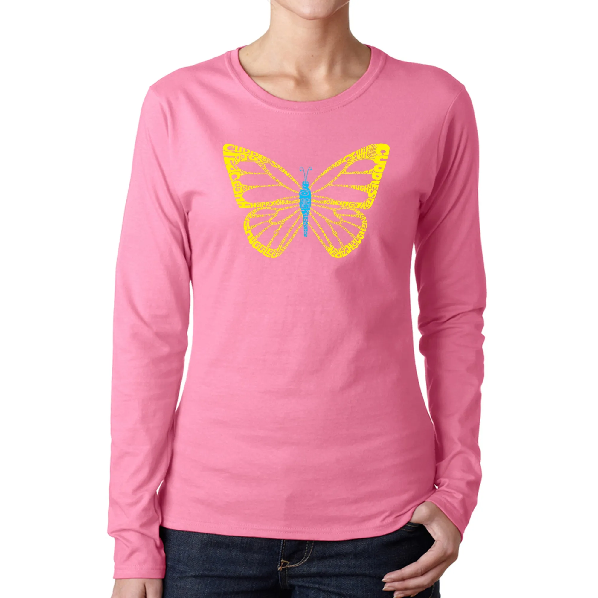 Butterfly - Women's Word Art Long Sleeve T-Shirt sold by LA Pop Art product image thumbnail 3