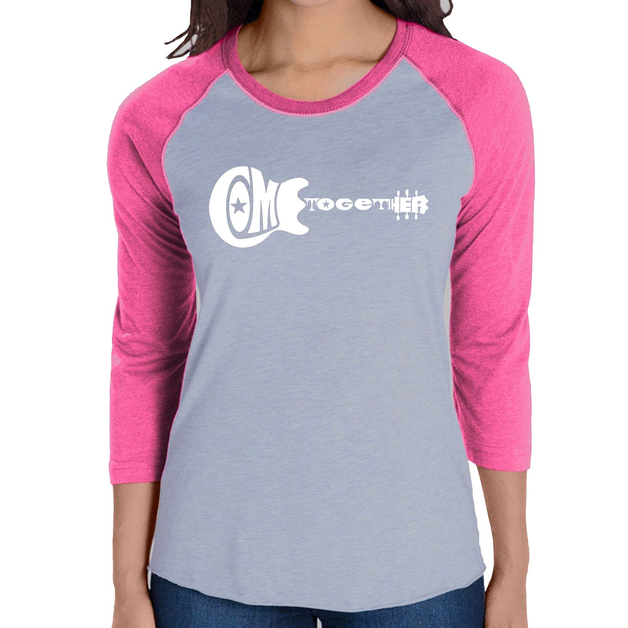 COME TOGETHER - Women's Raglan Baseball Word Art T-Shirt sold by LA Pop Art product image thumbnail 4