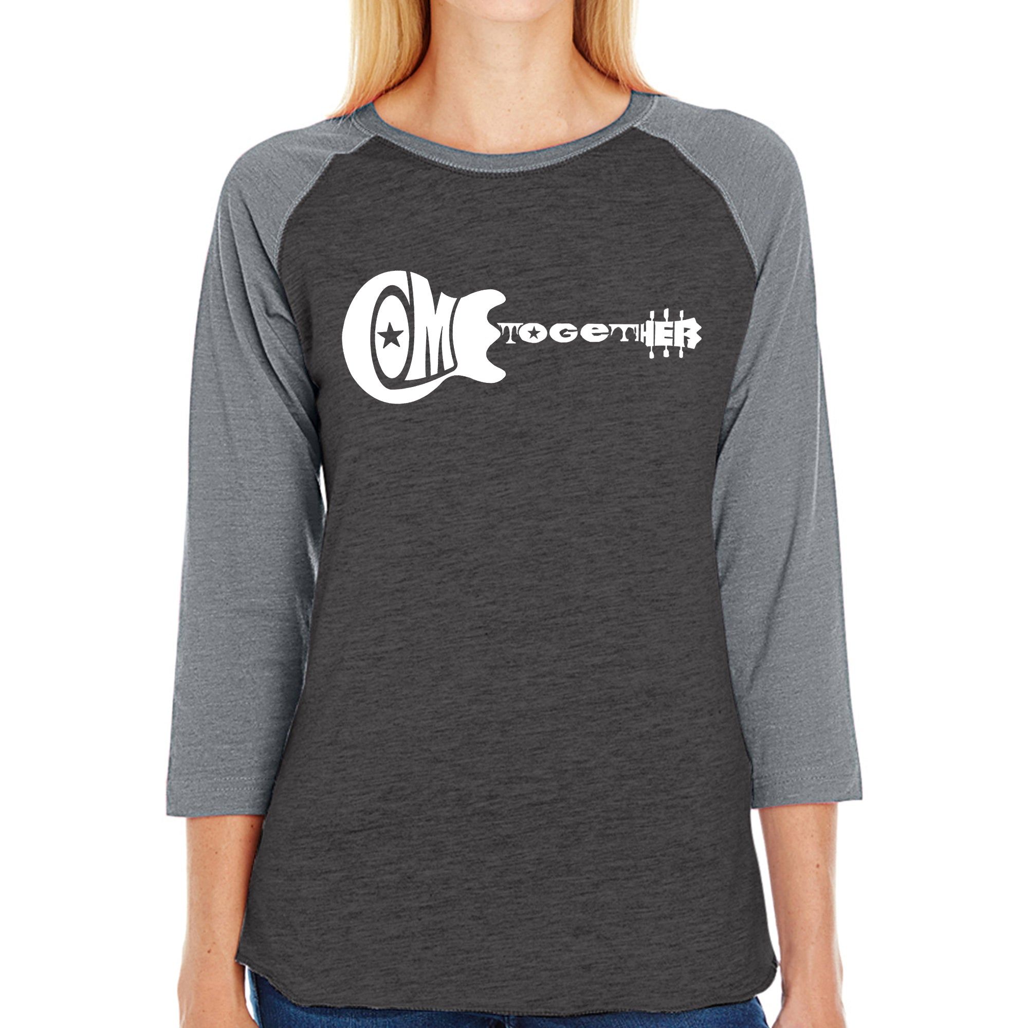 COME TOGETHER - Women's Raglan Baseball Word Art T-Shirt sold by LA Pop Art product image thumbnail 3