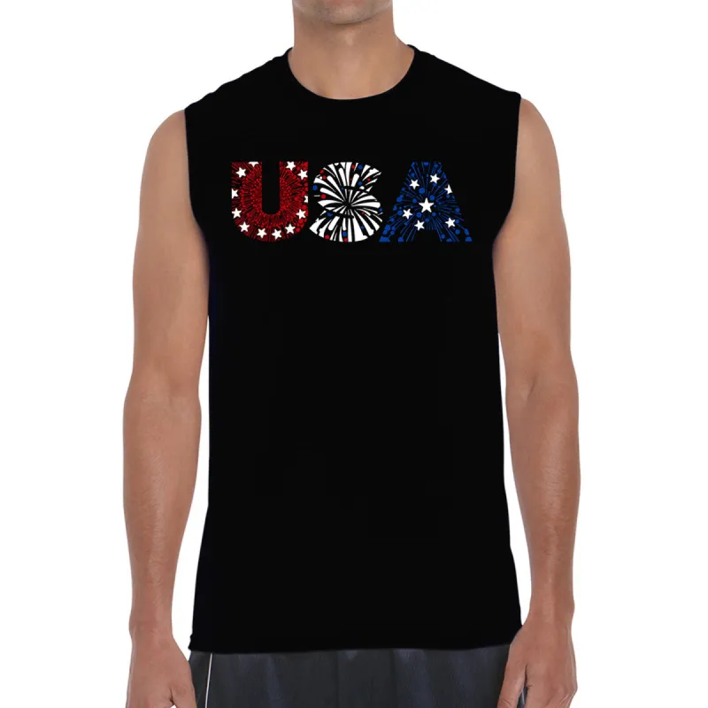 USA Fireworks - Men's Word Art Sleeveless T-Shirt sold by LA Pop Art