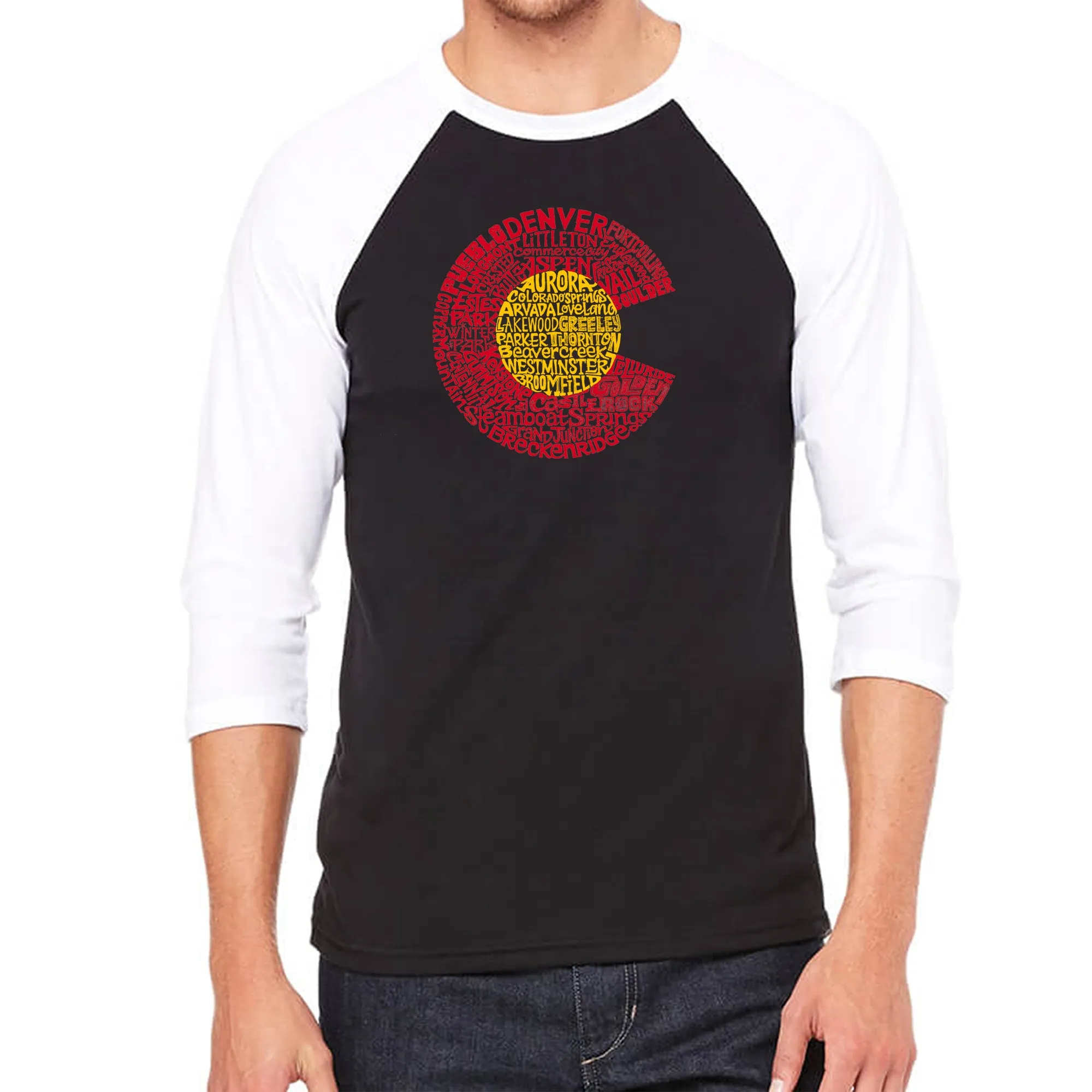 Colorado - Men's Raglan Baseball Word Art T-Shirt sold by LA Pop Art
