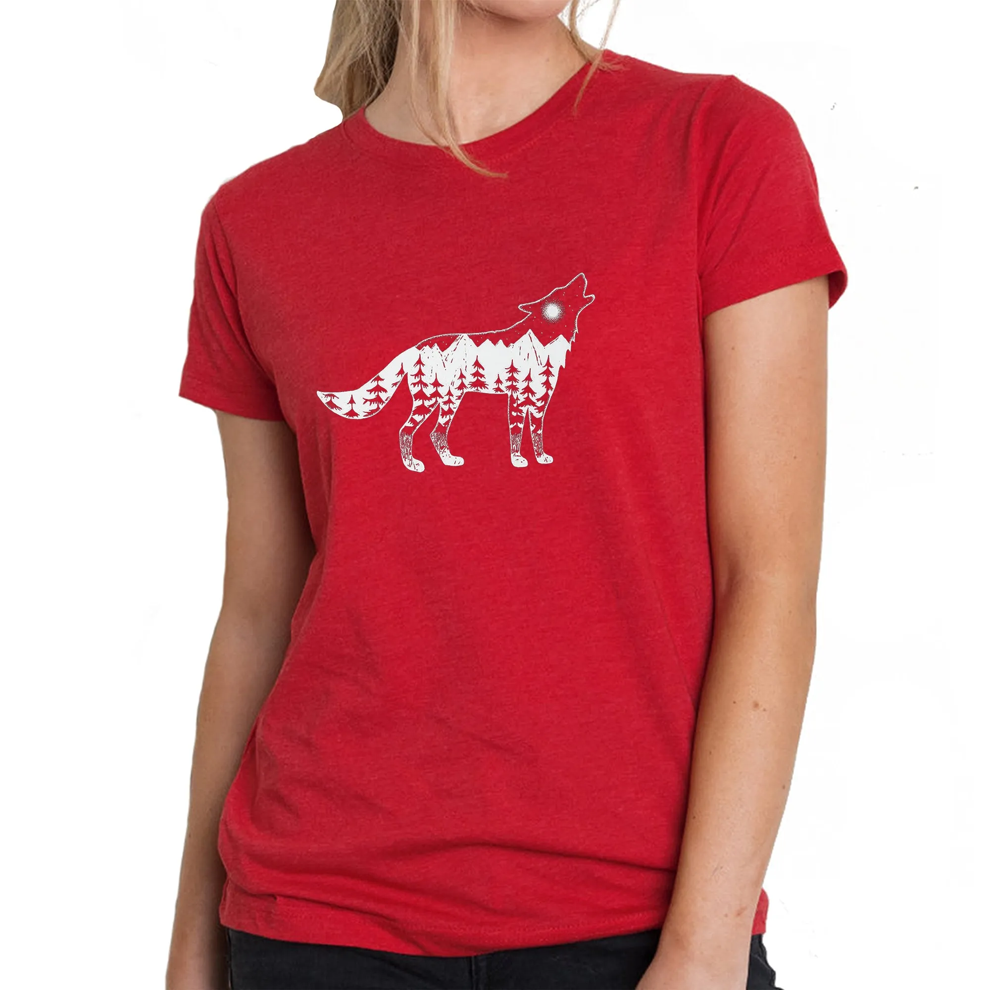 Howling Wolf - Women's Premium Blend Word Art T-Shirt sold by LA Pop Art product image thumbnail 5