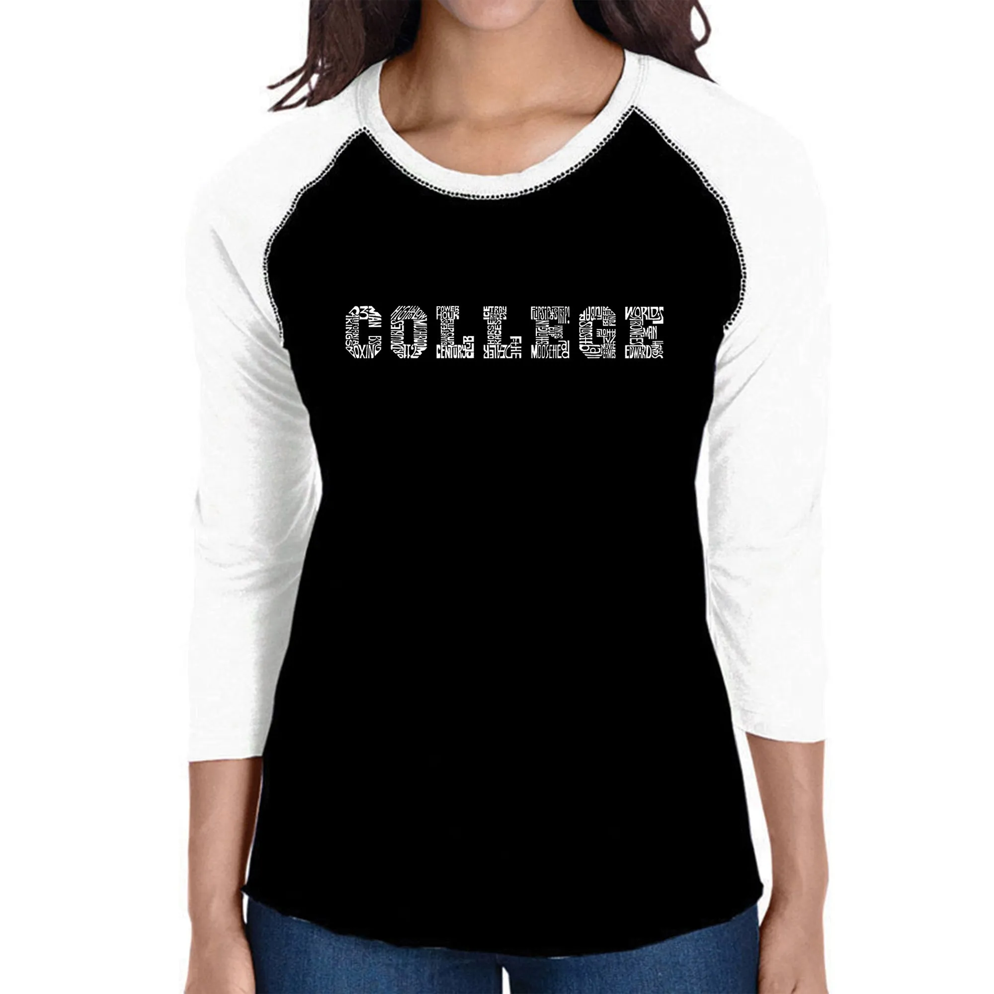 COLLEGE DRINKING GAMES - Women's Raglan Baseball Word Art T-Shirt sold by LA Pop Art