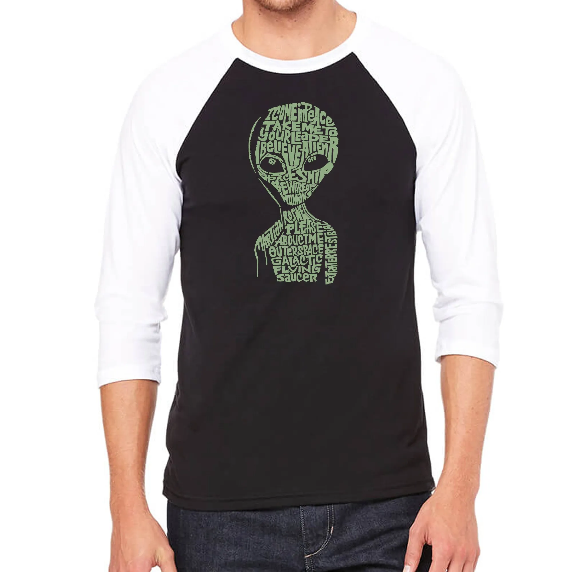 Alien - Men's Raglan Baseball Word Art T-Shirt sold by LA Pop Art