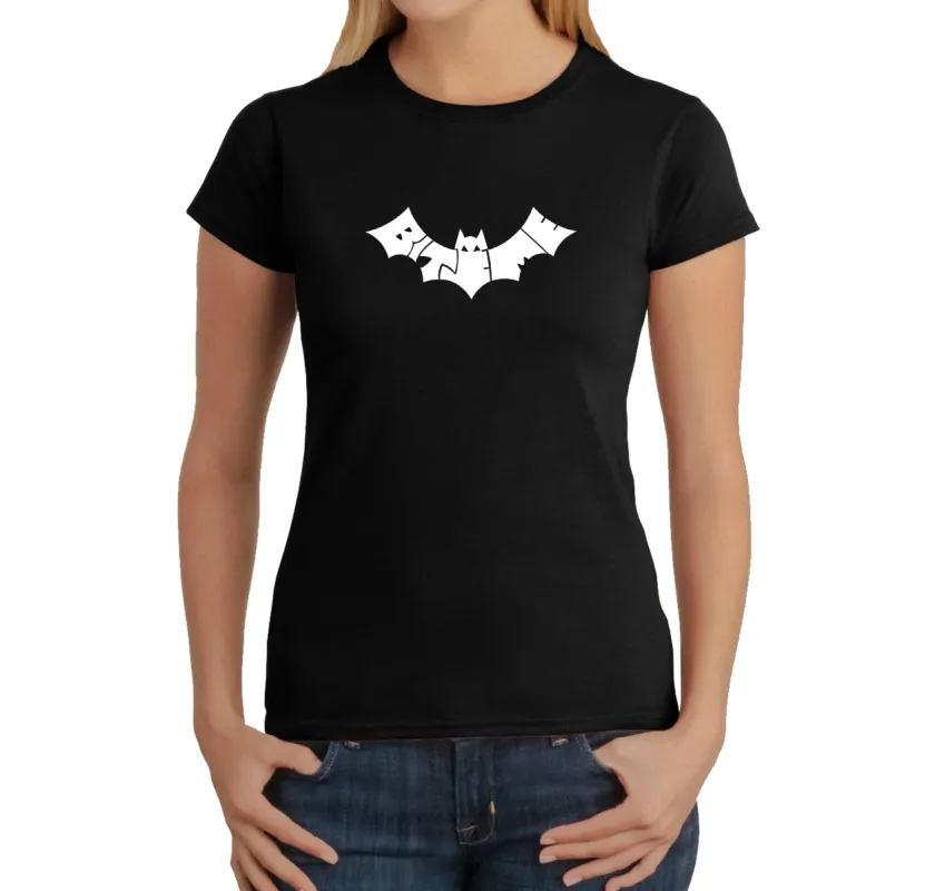 BAT BITE ME - Women's Word Art T-Shirt sold by LA Pop Art